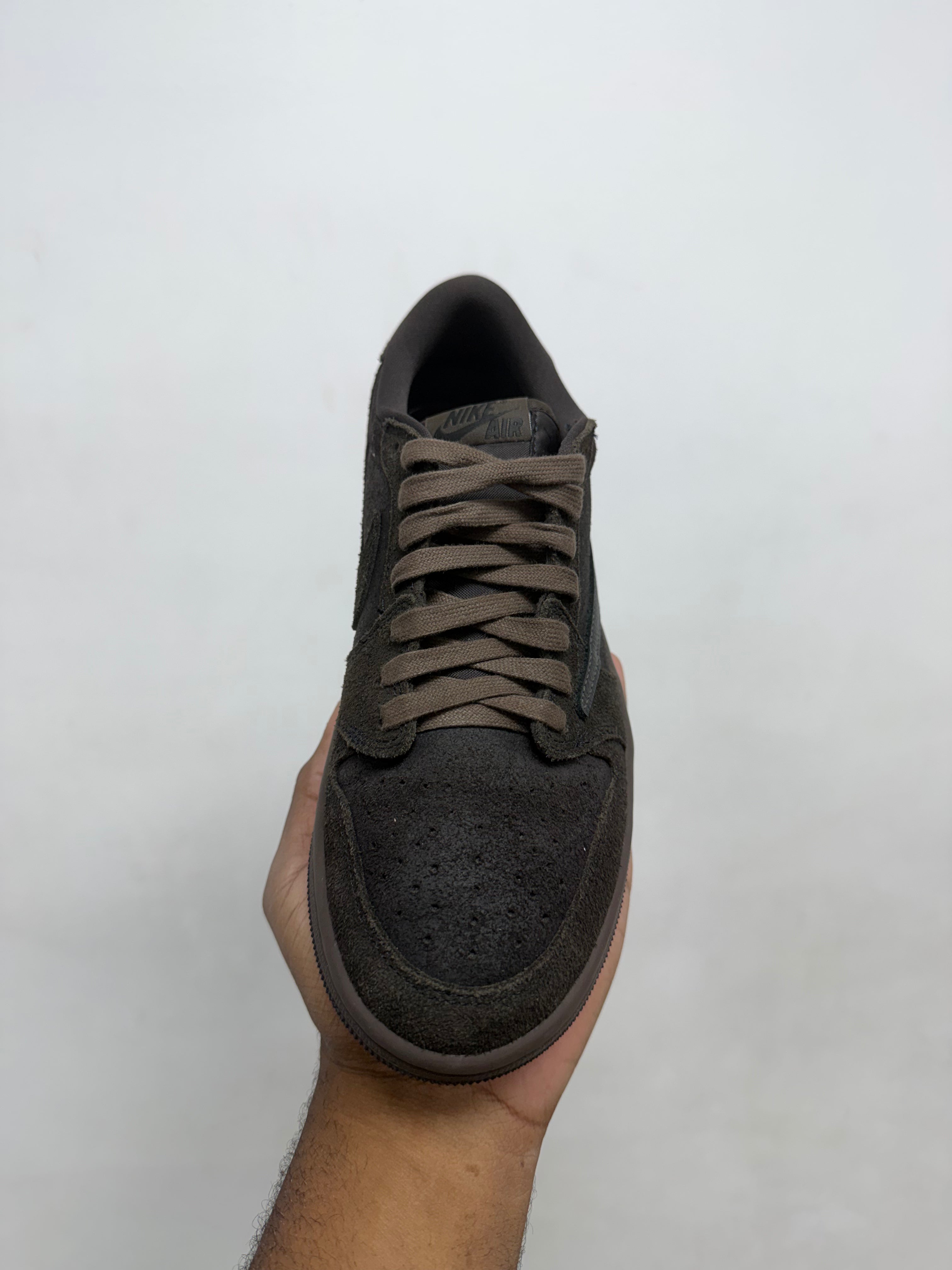 Jordan 1 Low Travis Scott Brown Velvet Sneakers