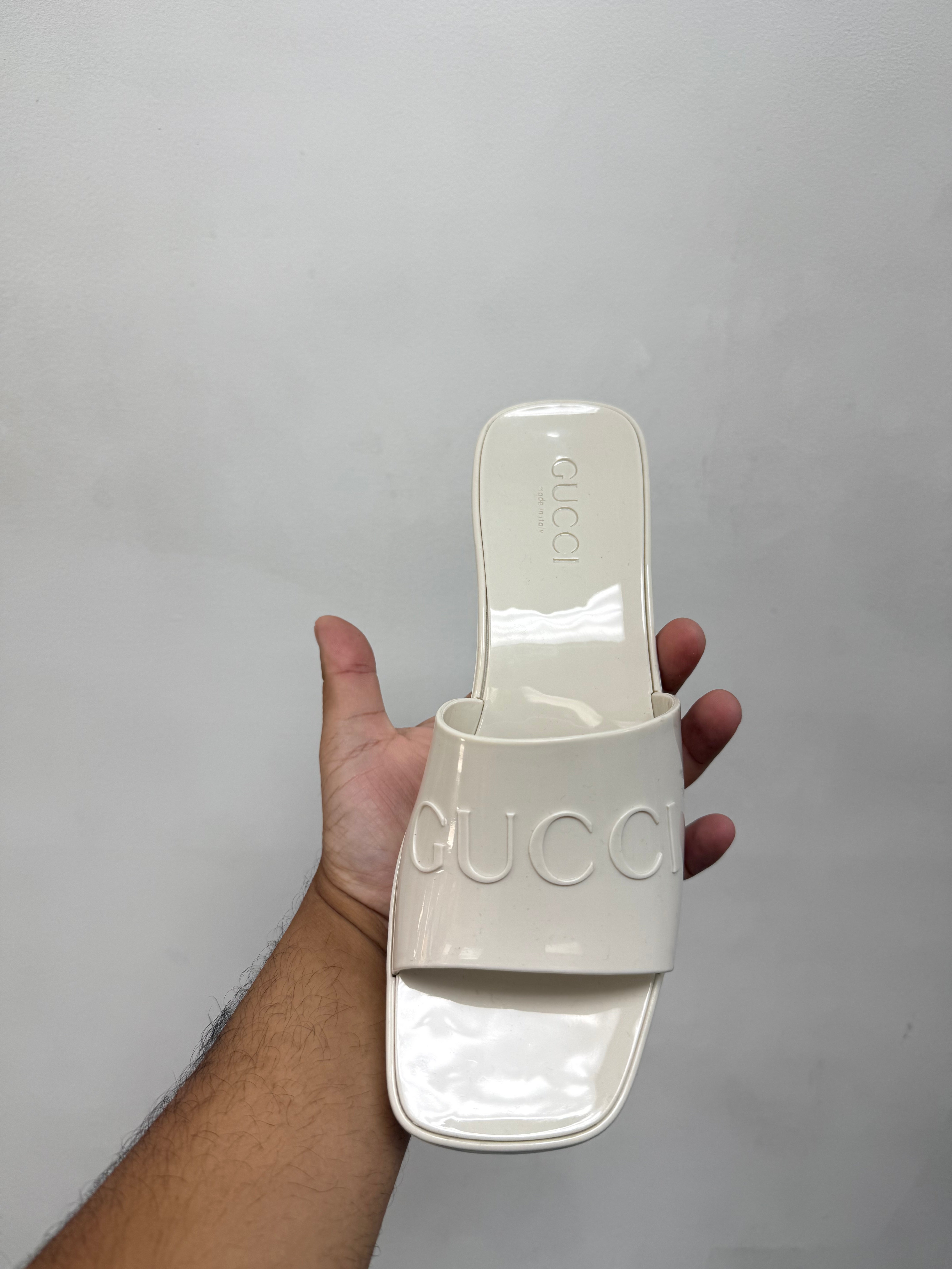 Gucci Cream Platform Slides