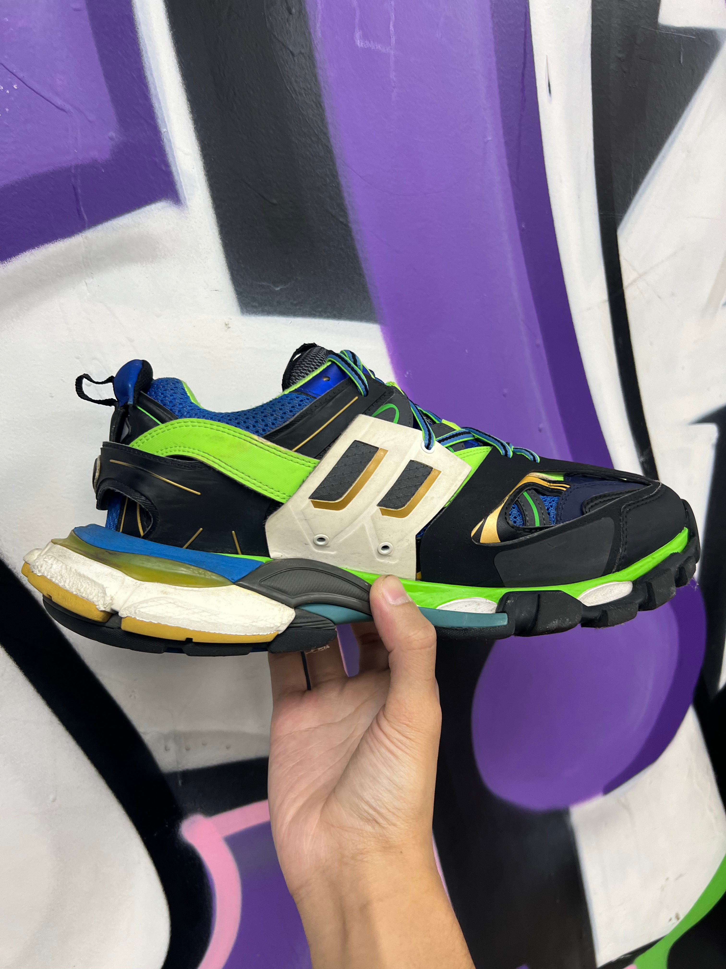 Balenciaga Track Green Blue White Gold Sneakers