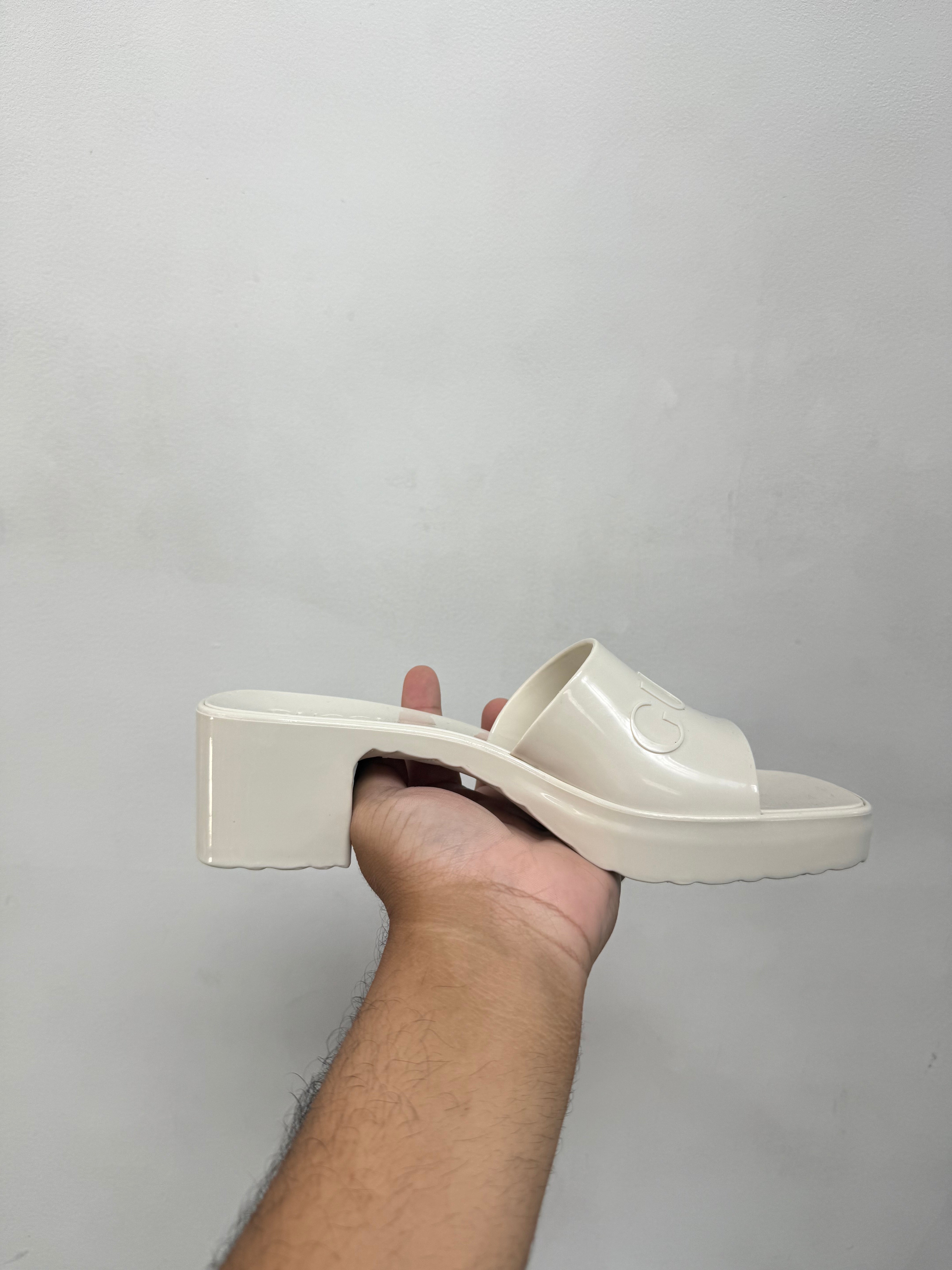 Gucci Cream Platform Slides