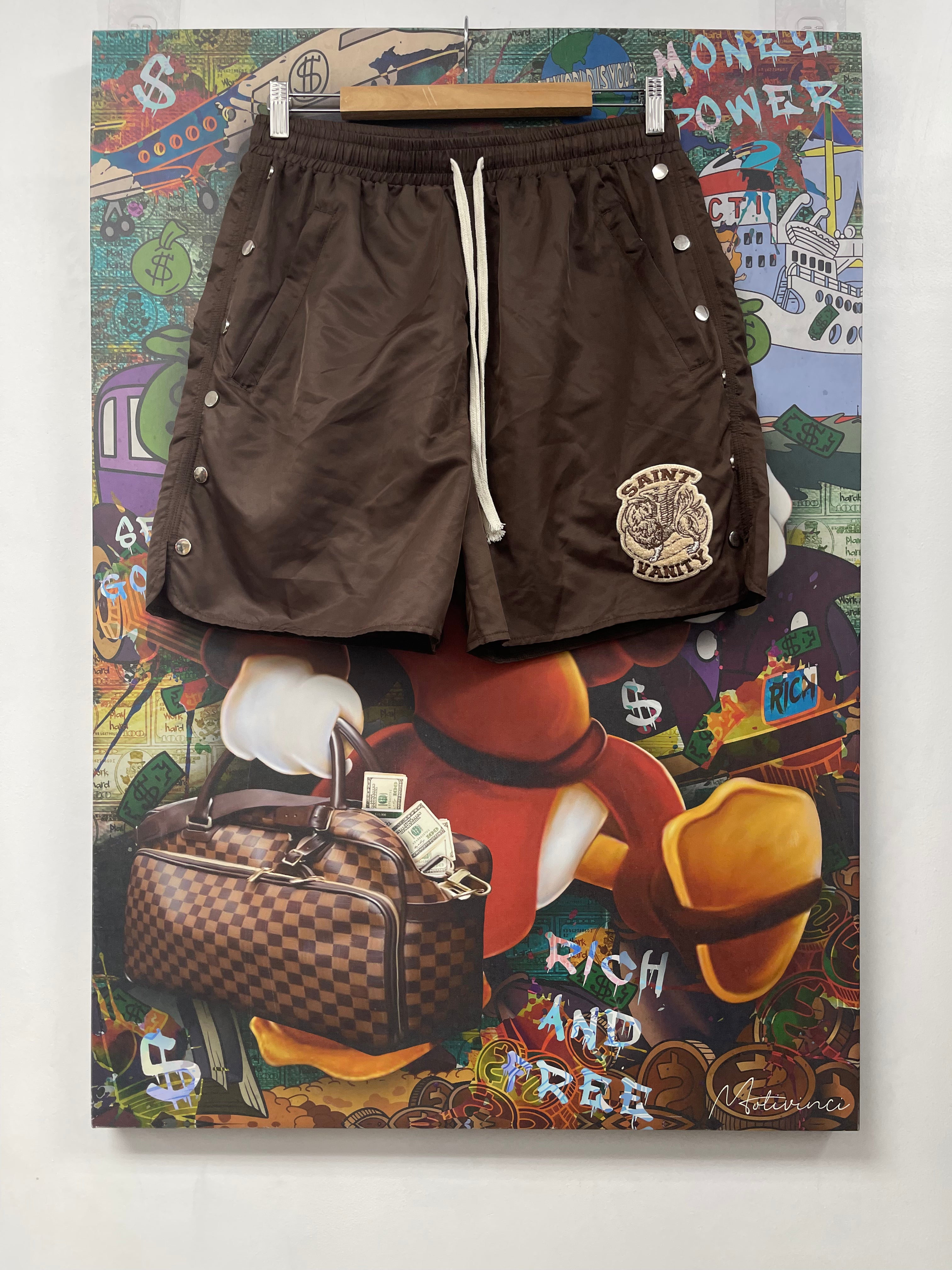 Saint Vanity Brown Nylon Shorts
