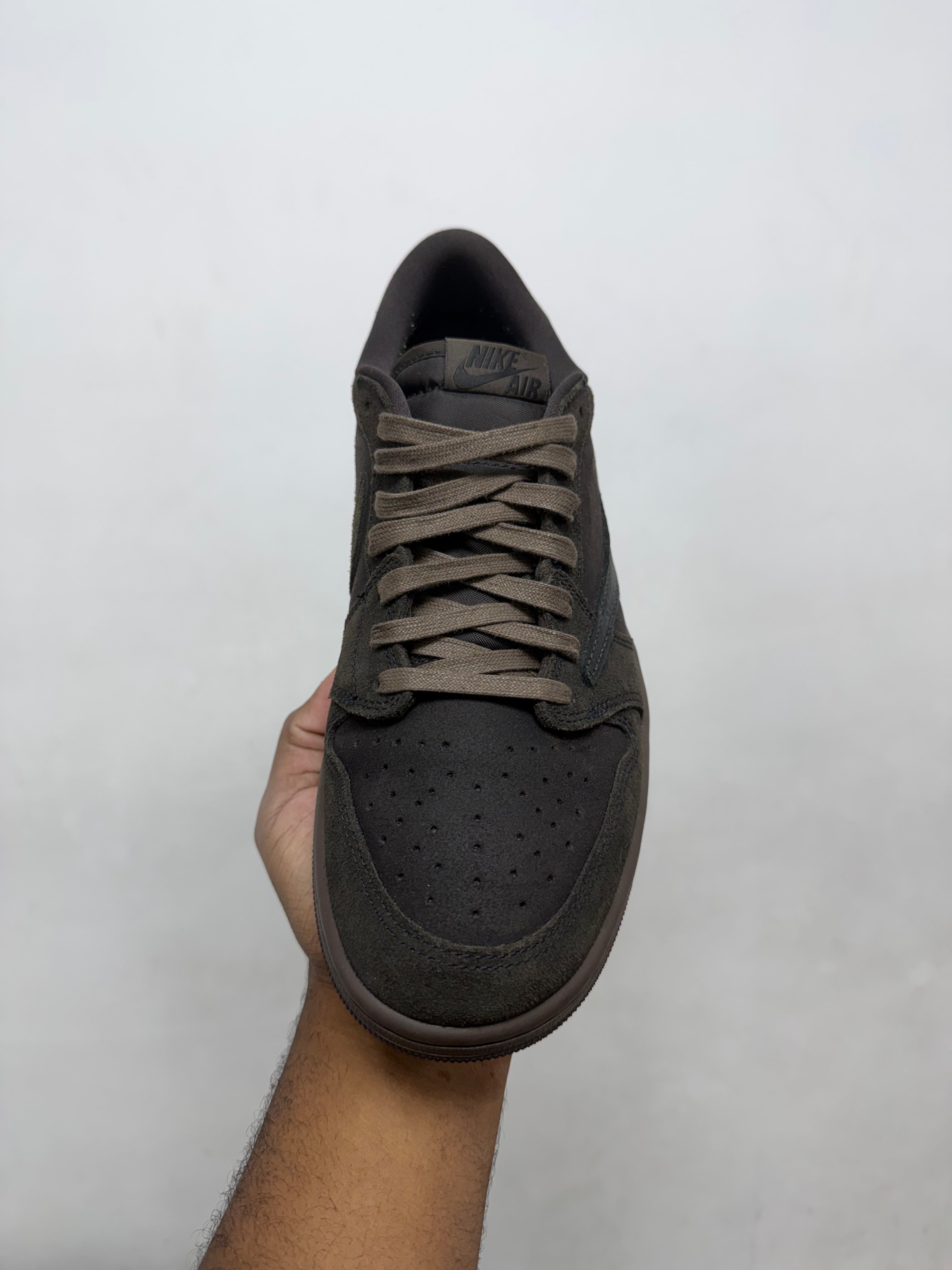 Jordan 1 Low Travis Scott Brown Velvet Sneakers