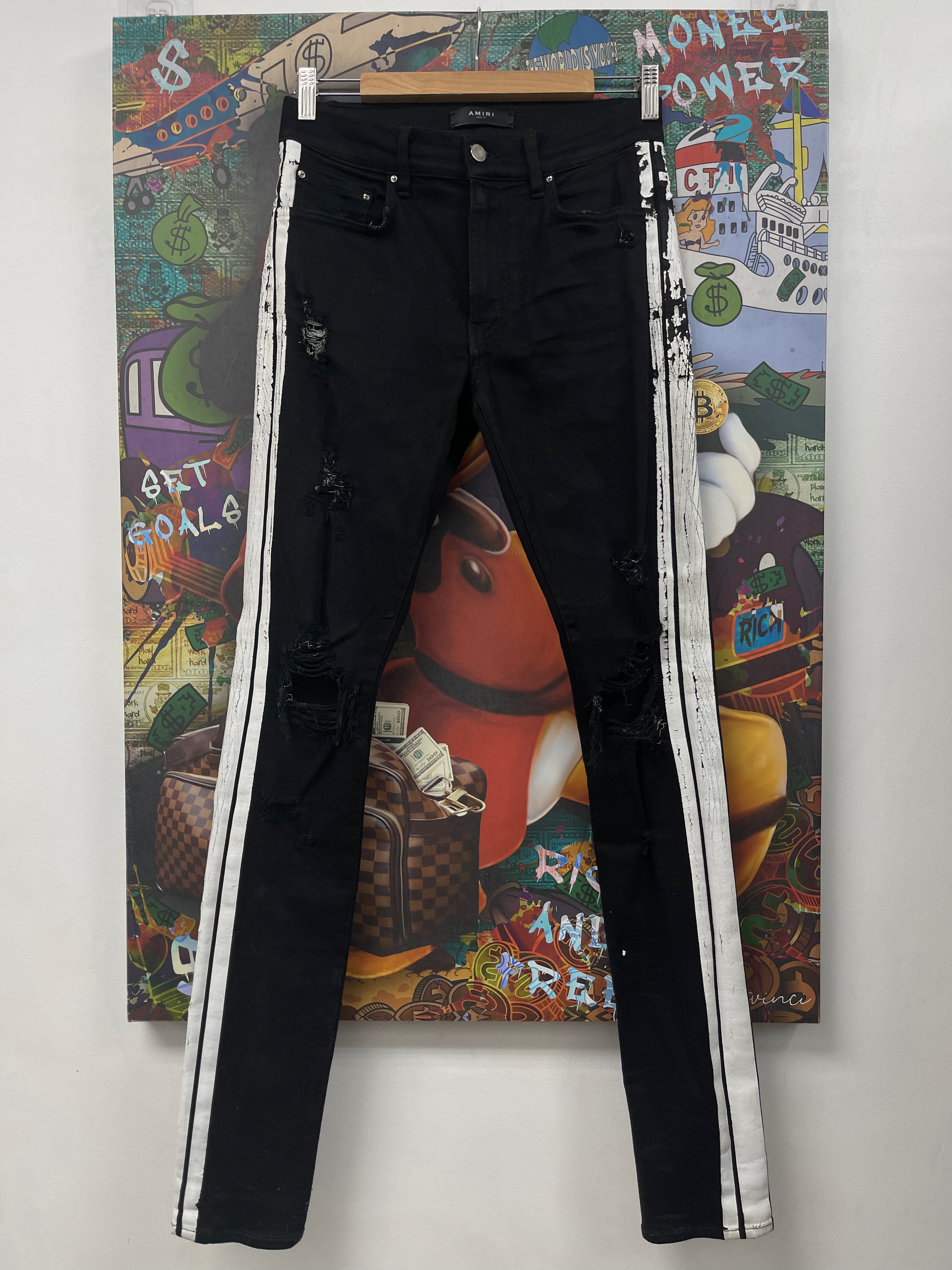 Amiri Black White Stripe Jeans