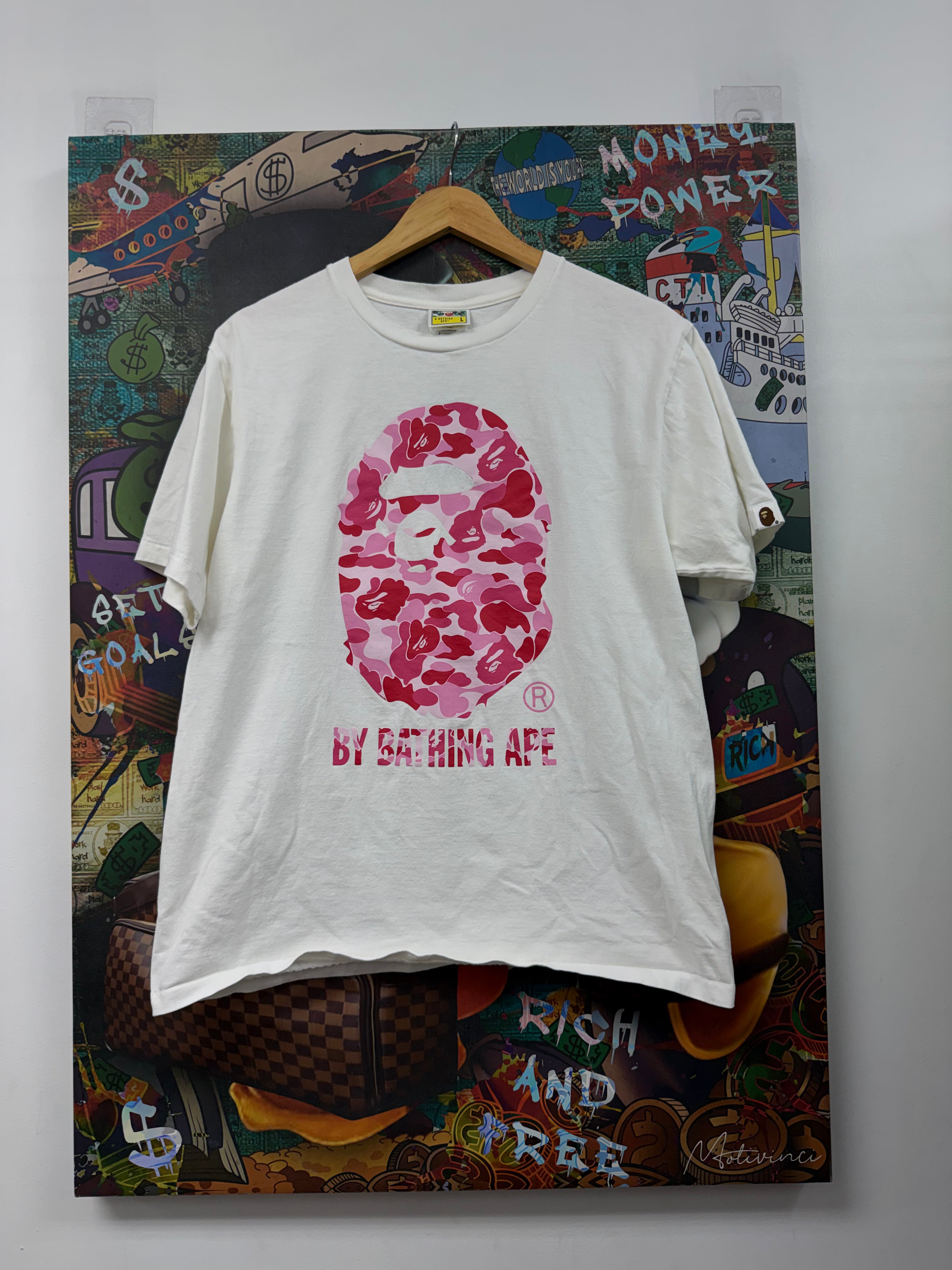 Bape White Pink Camo ABA Tee