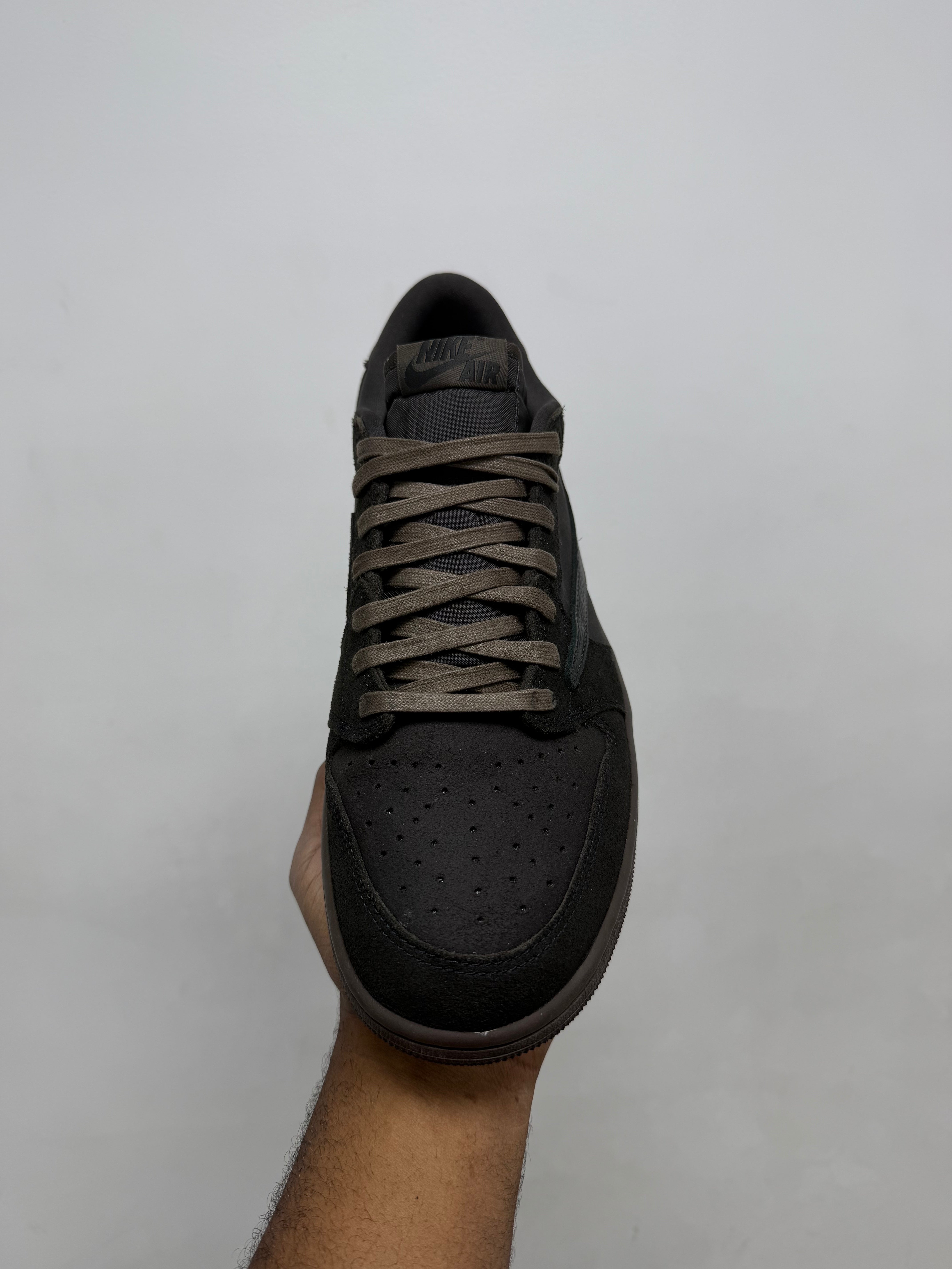 Jordan 1 Low Travis Scott Brown Velvet Sneakers