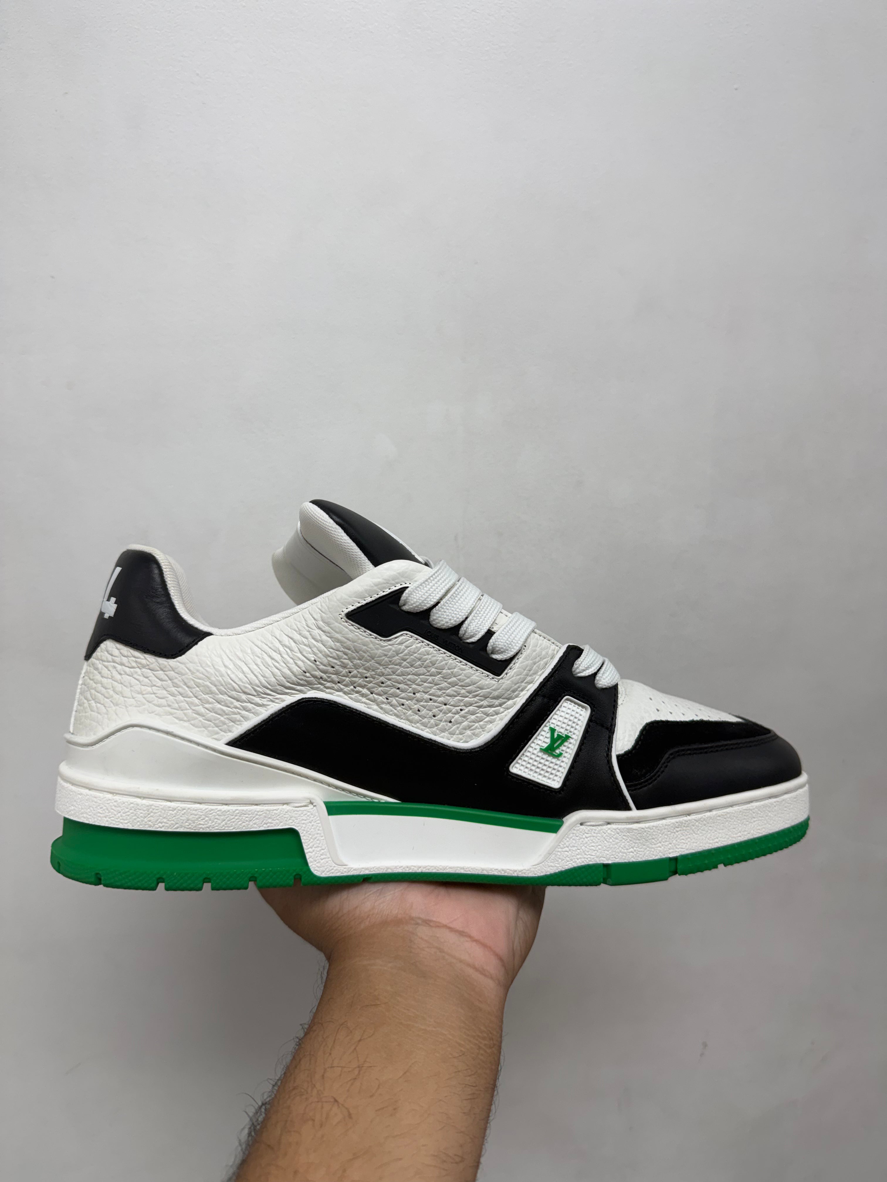 Louis Vuitton Black Green Trainer Sneakers