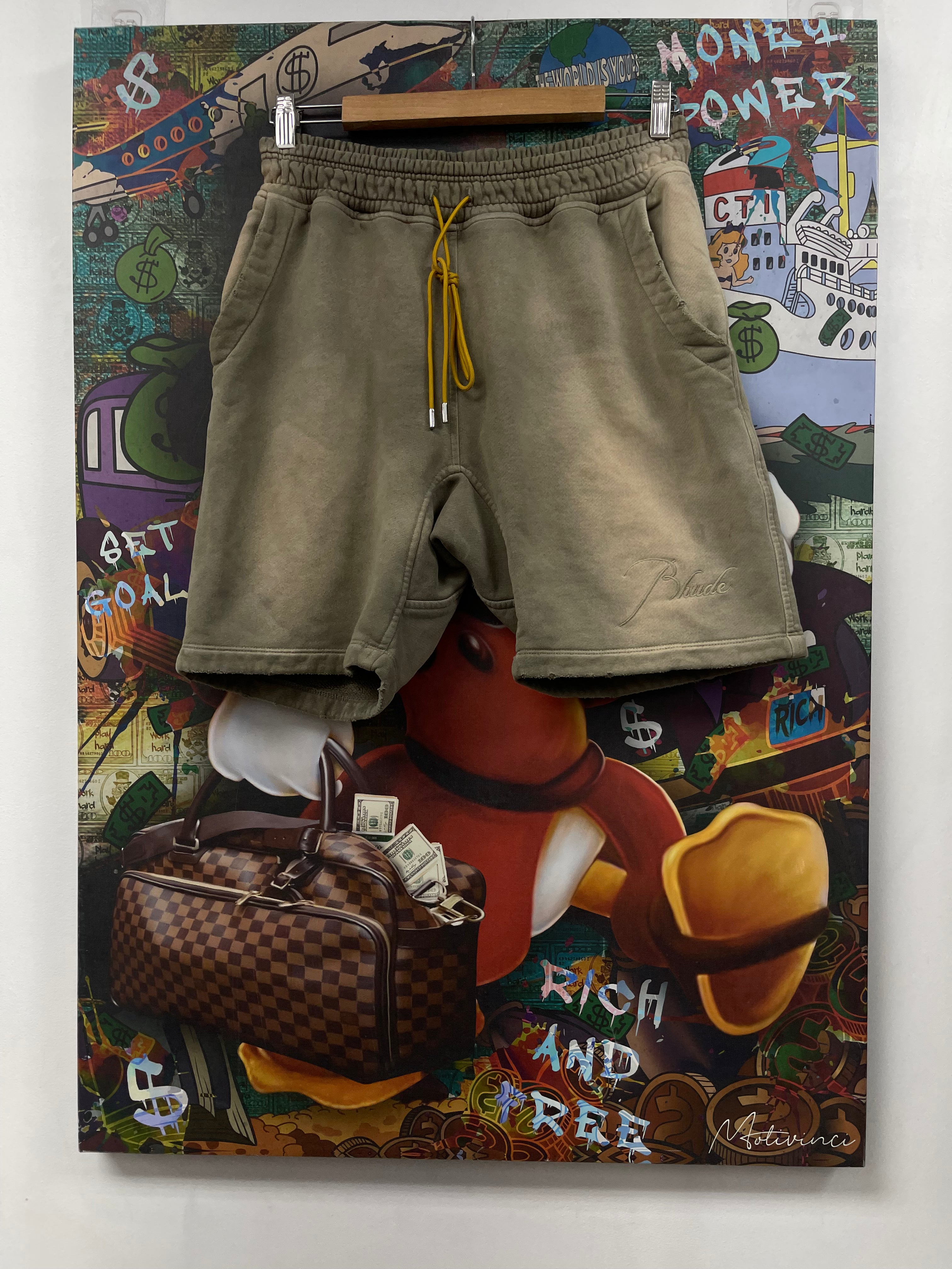 Rhude Vintage Wash Distressed Embroidered Shorts