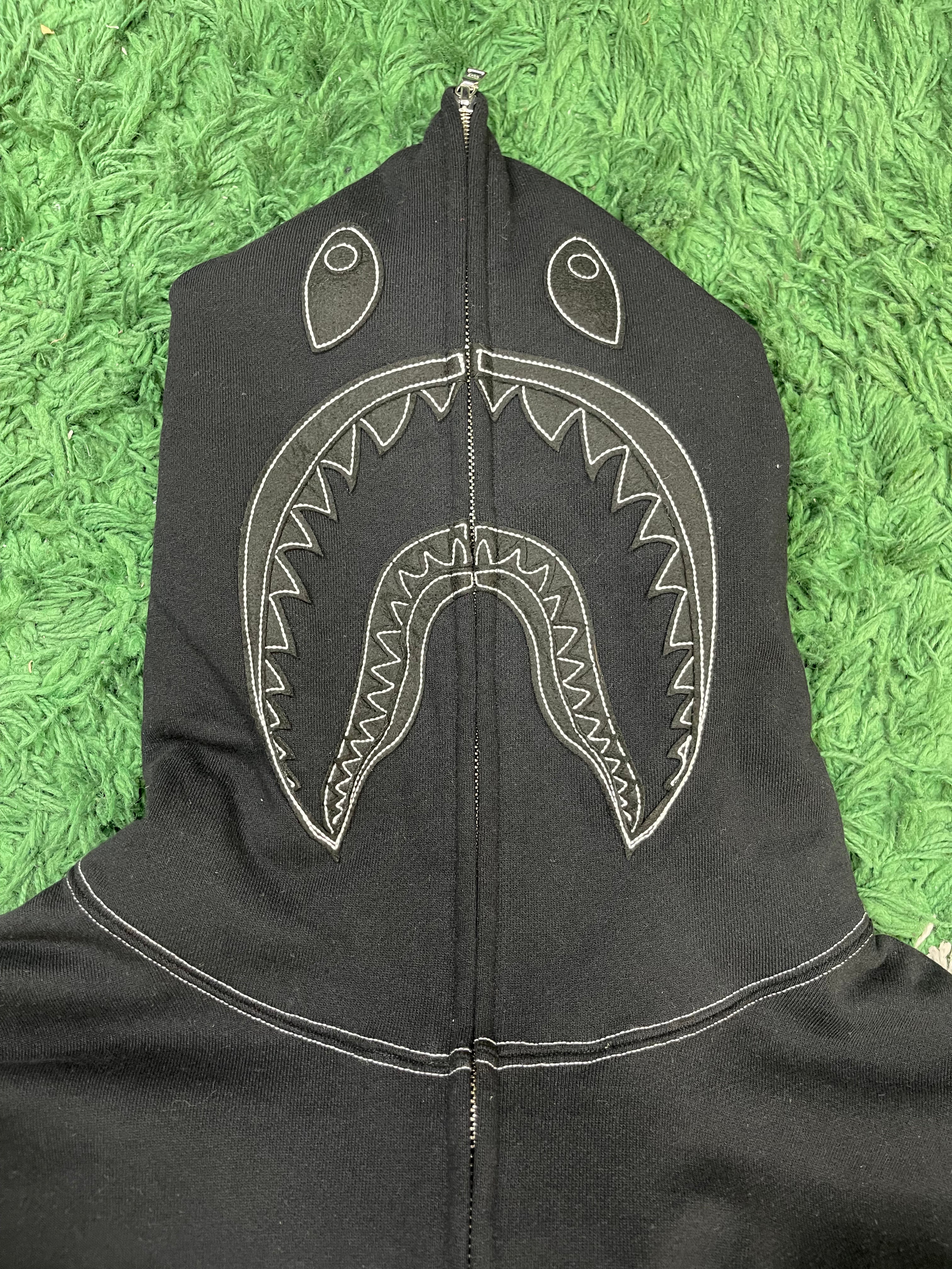 BAPE Black White Stitch Shark Zip Up