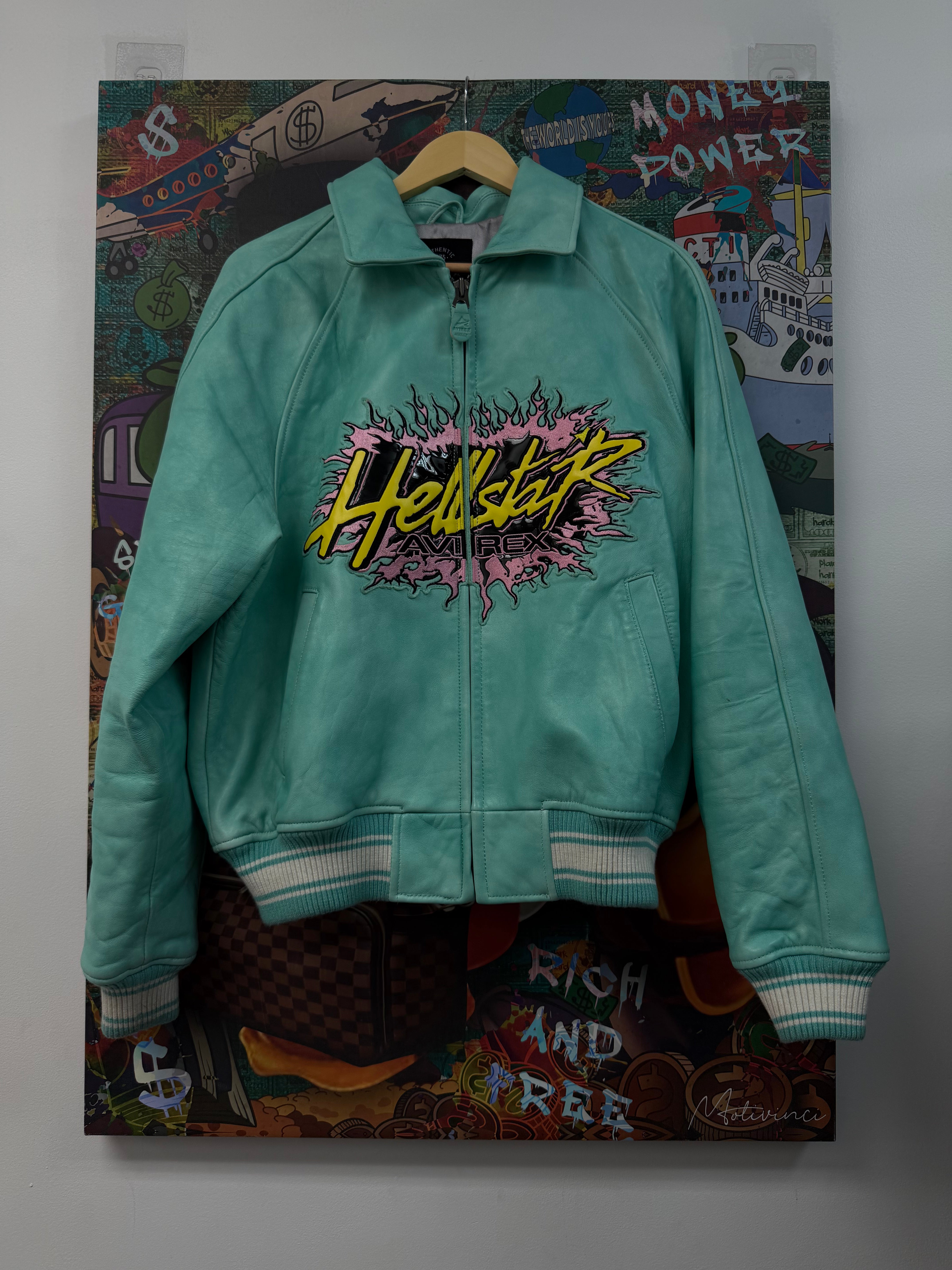 Hellstar x Avirex Teal Face Varsity Jacket