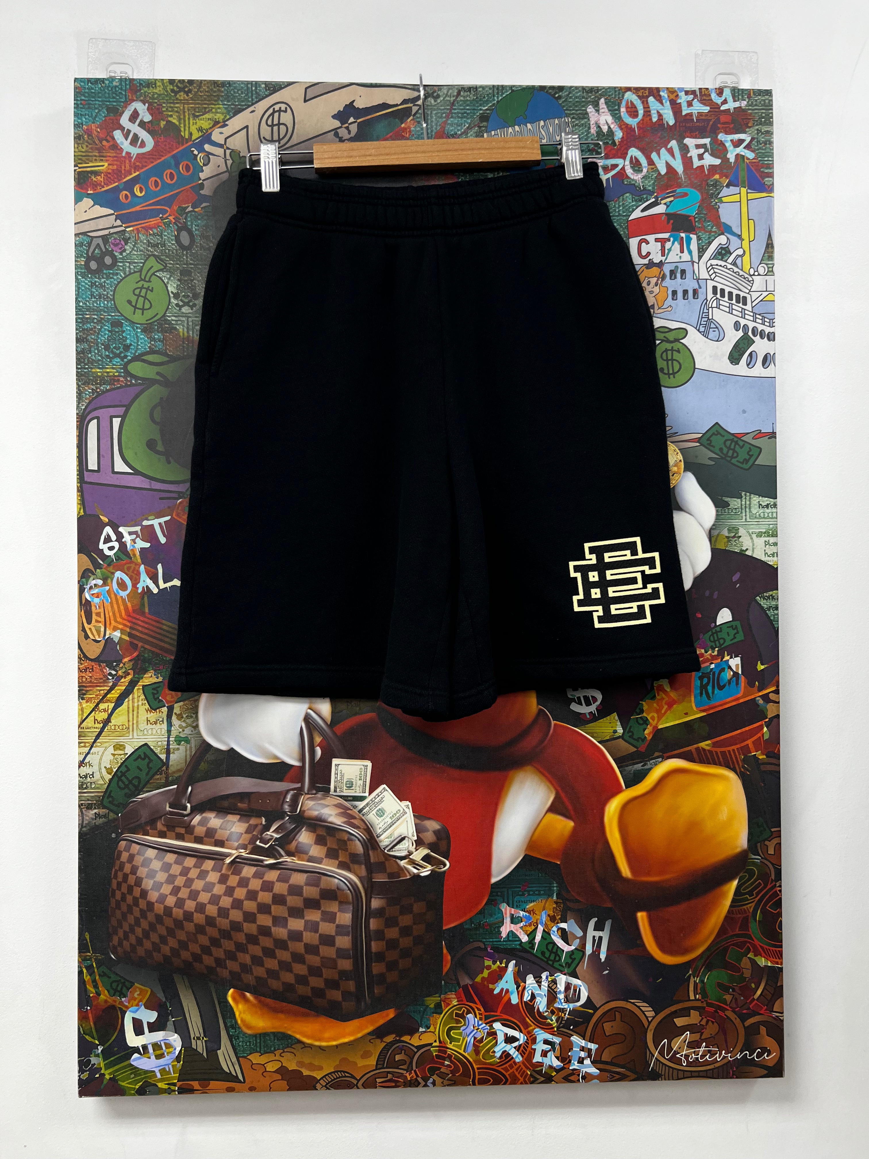 Eric Emanuel Black Cream Sweat Shorts