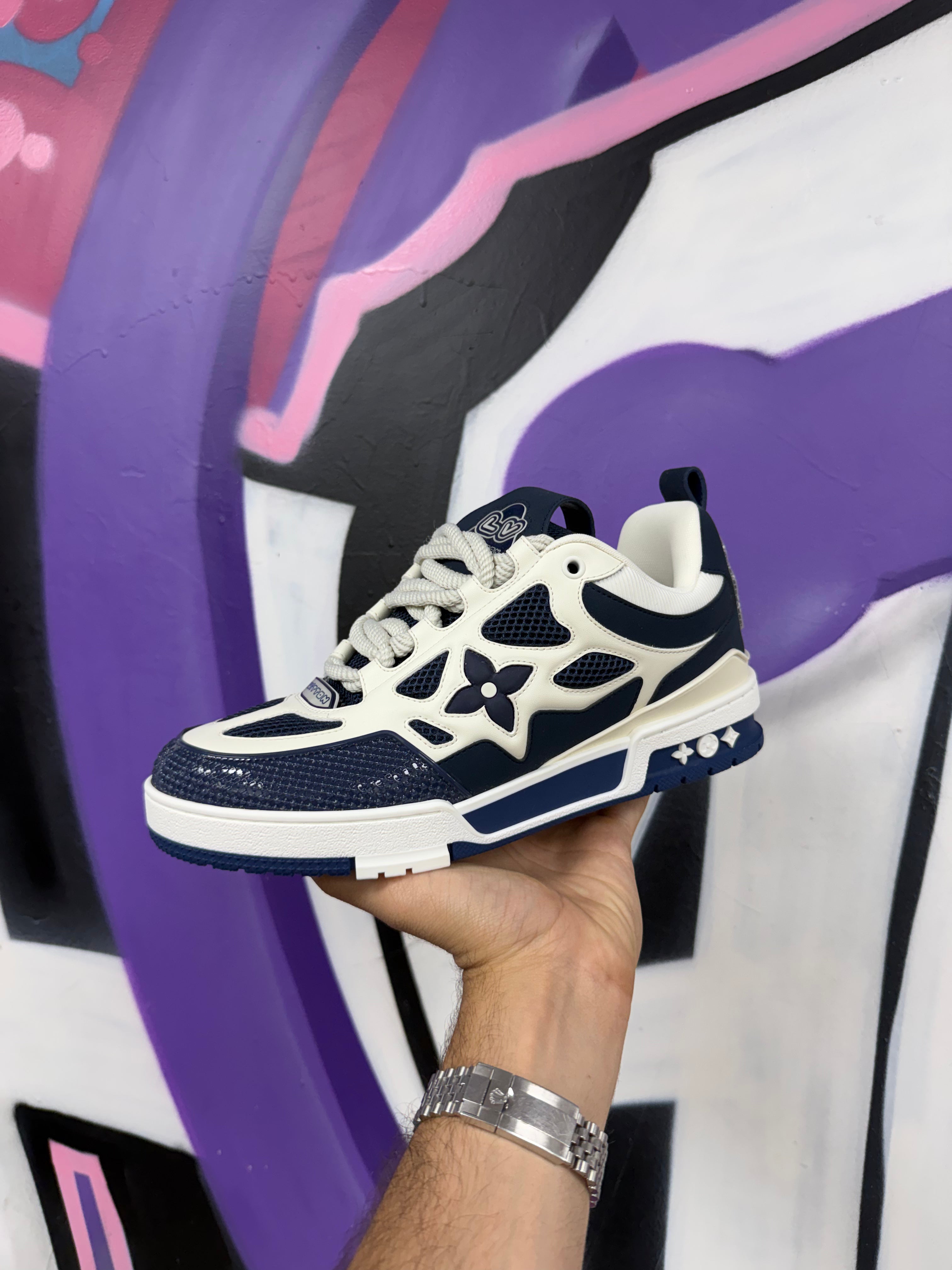 Louis Vuitton Navy White Skate Sneakers