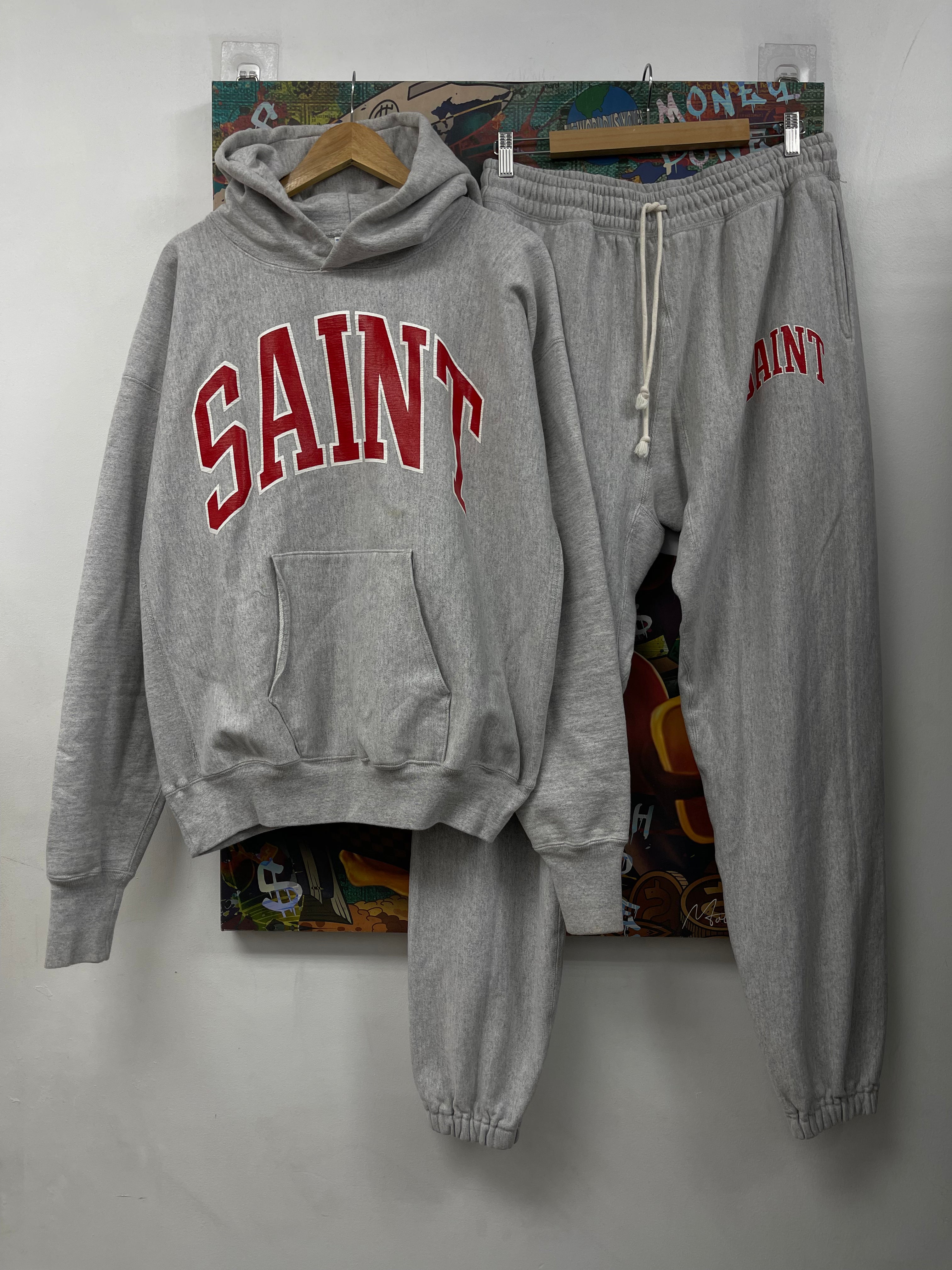 Saint Michael Grey Red Arc Logo Sweatsuit
