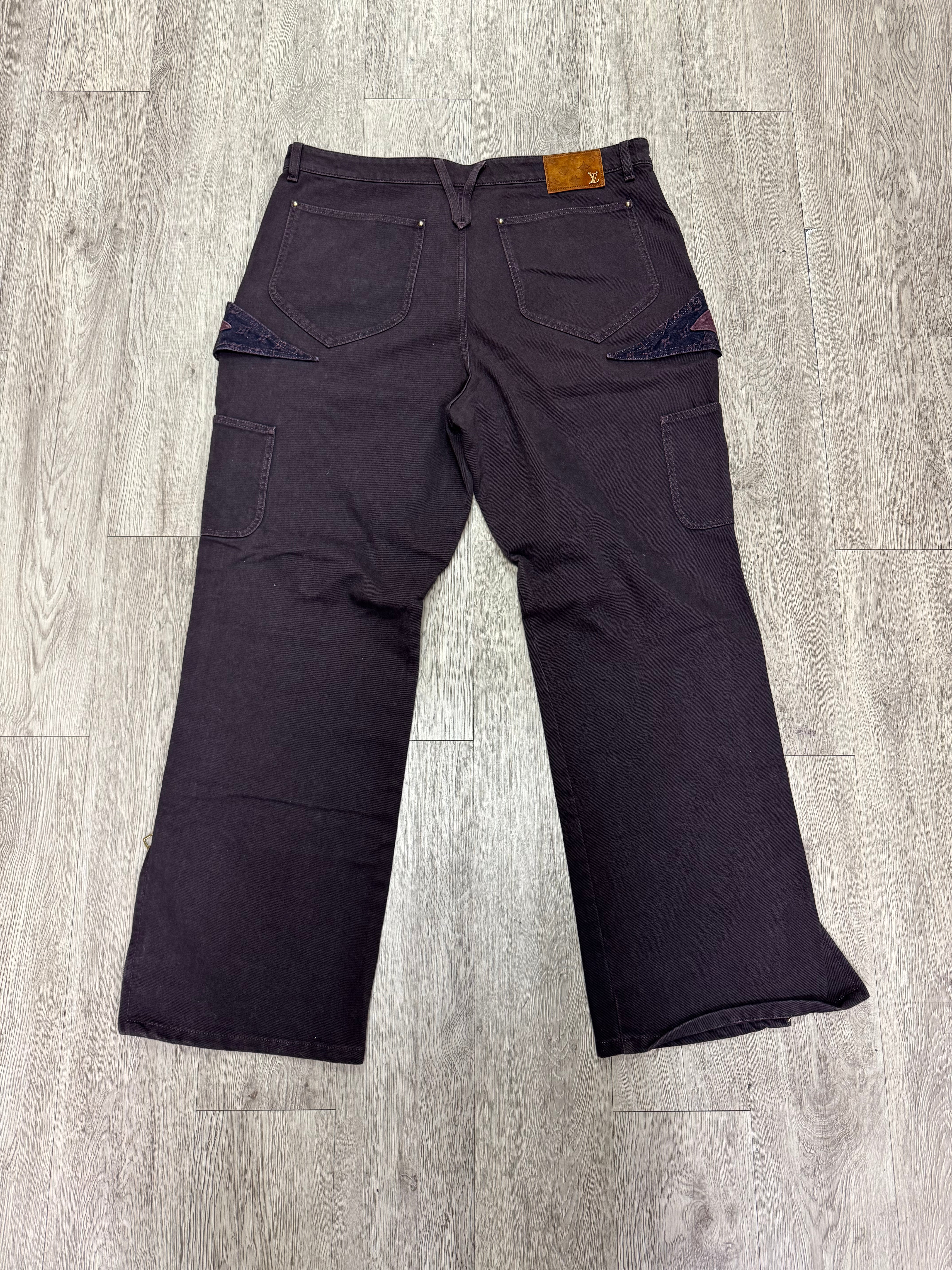 Louis Vuitton Burgundy Flower Monogram Jeans