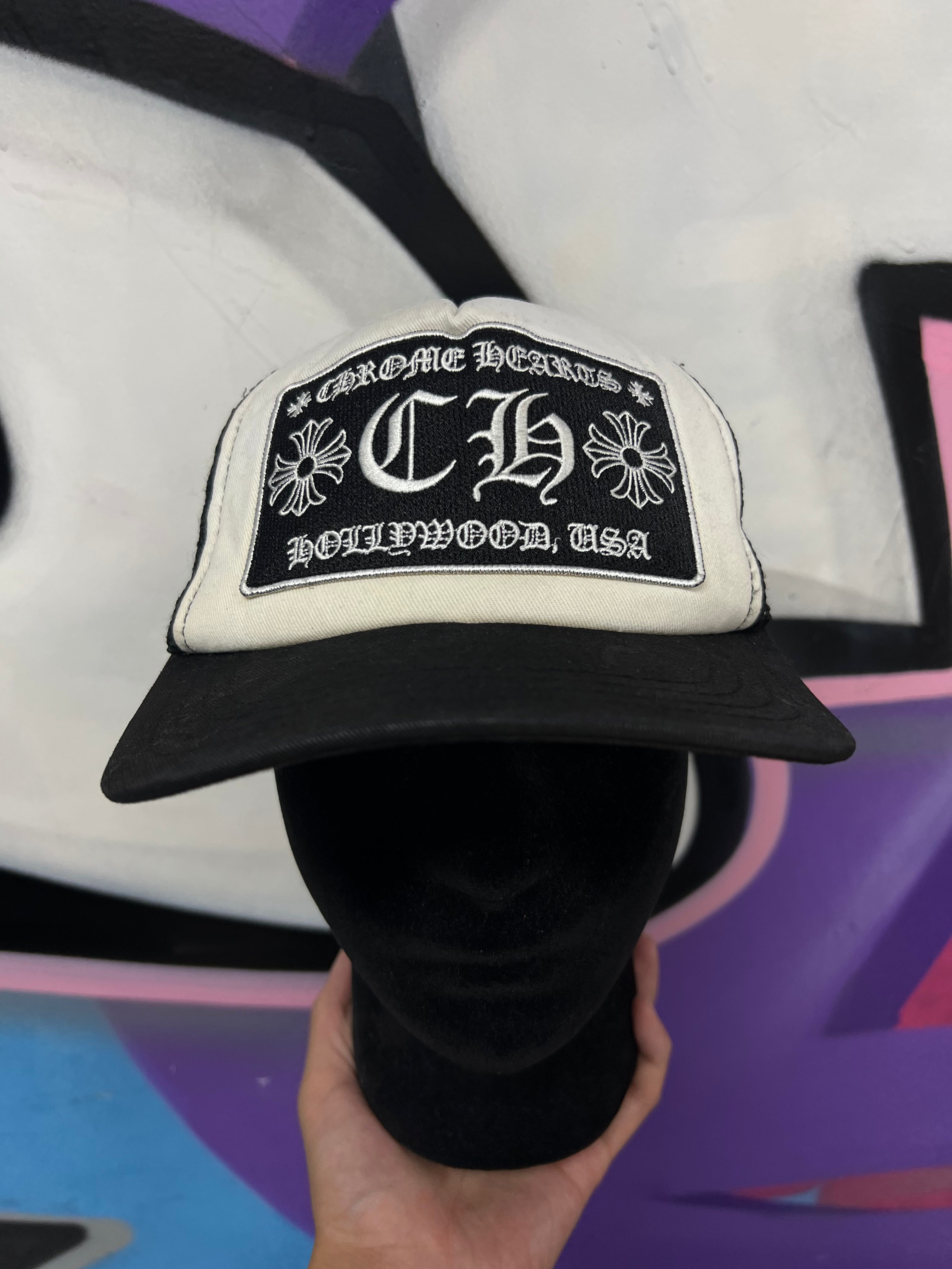 Chrome  Hearts White Black CH Hollywood Hat