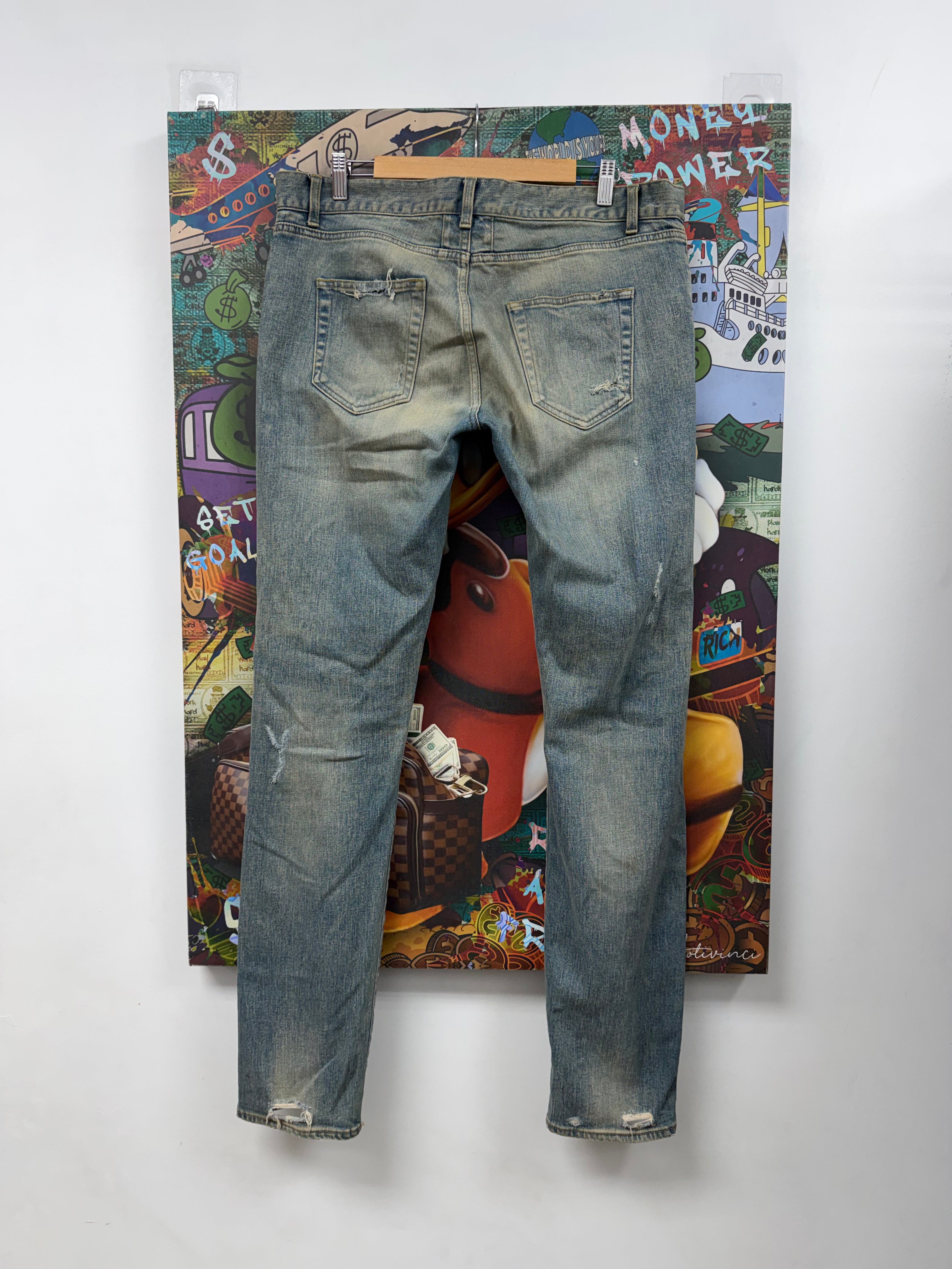 YSL Vintage Wash Ripped Jeans