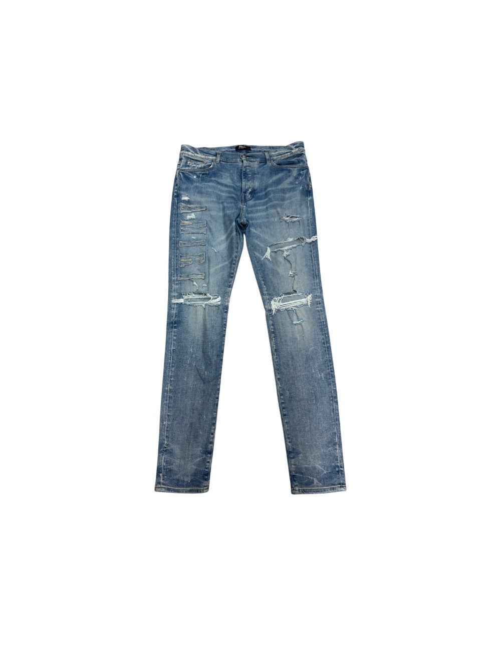 Amiri Denim Applique Side Logo Light Wash Jeans