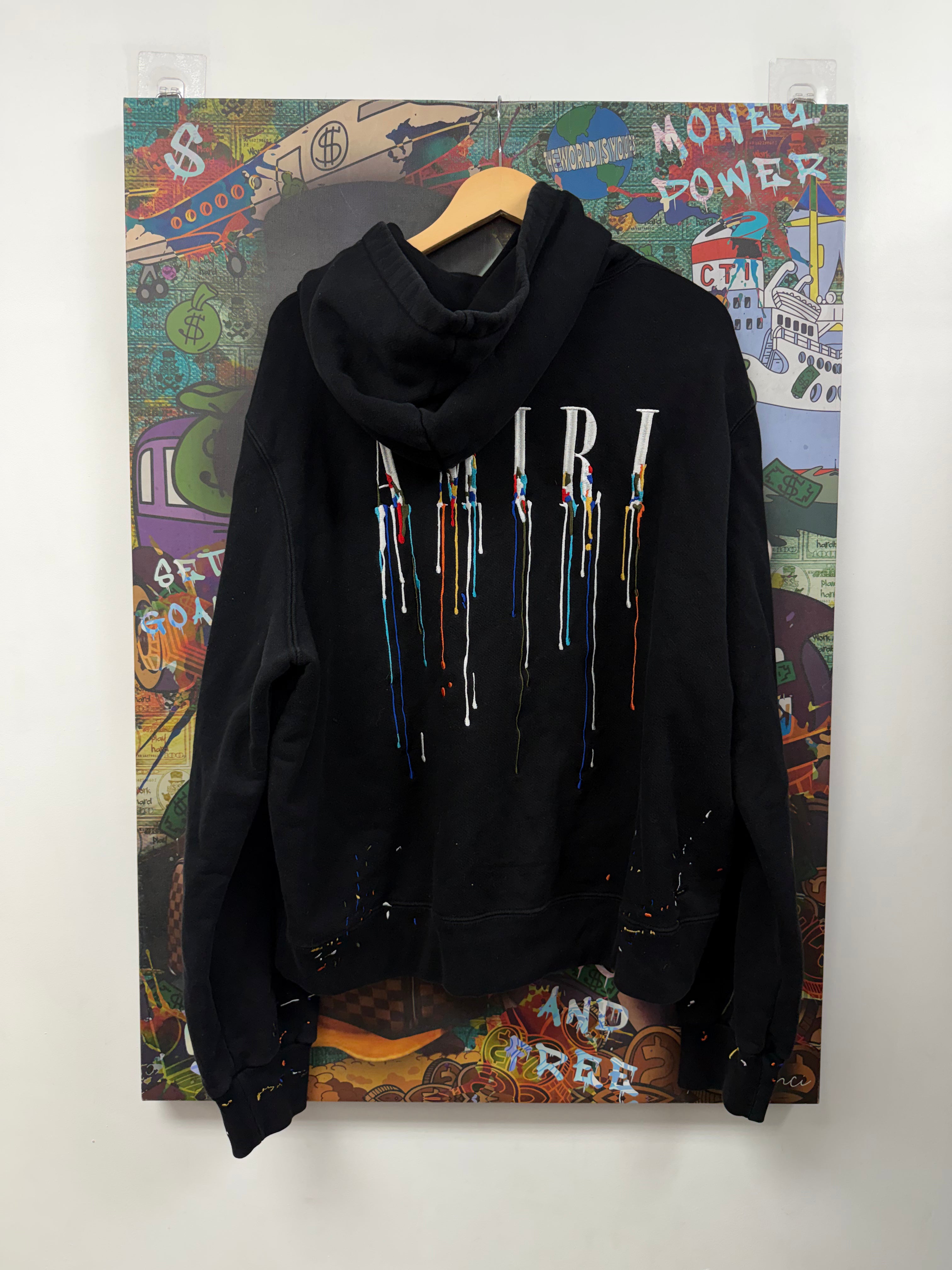 Amiri Black Paint Drip Hoodie