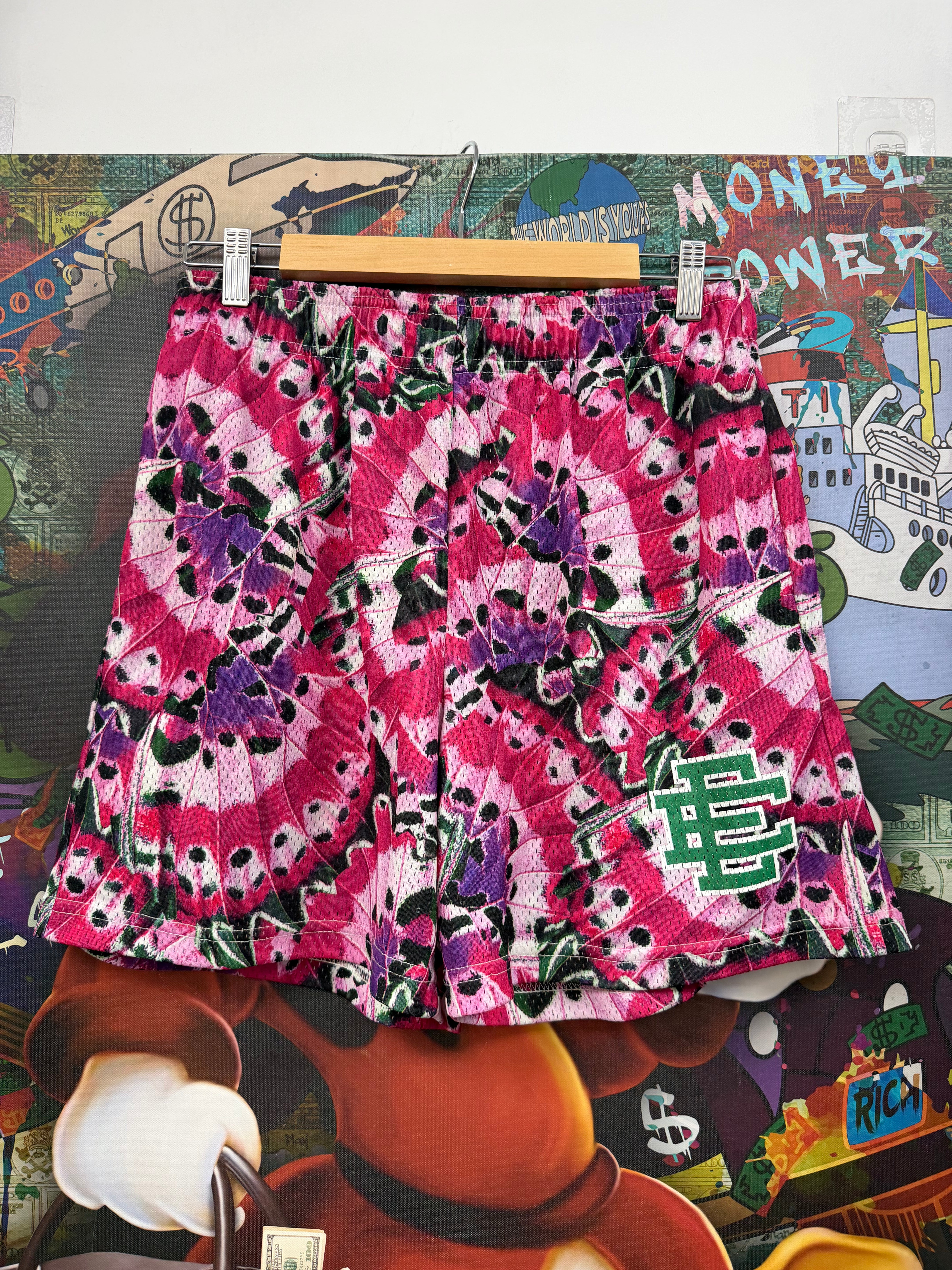 Eric Emanuel Pink Green Tie Dye Shorts