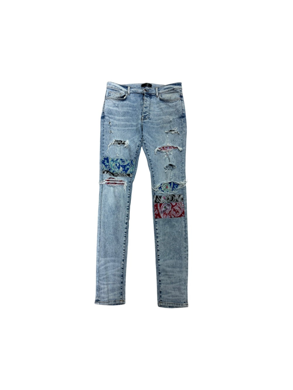 Amiri Pajama Paisley Patchwork Light Wash Jeans