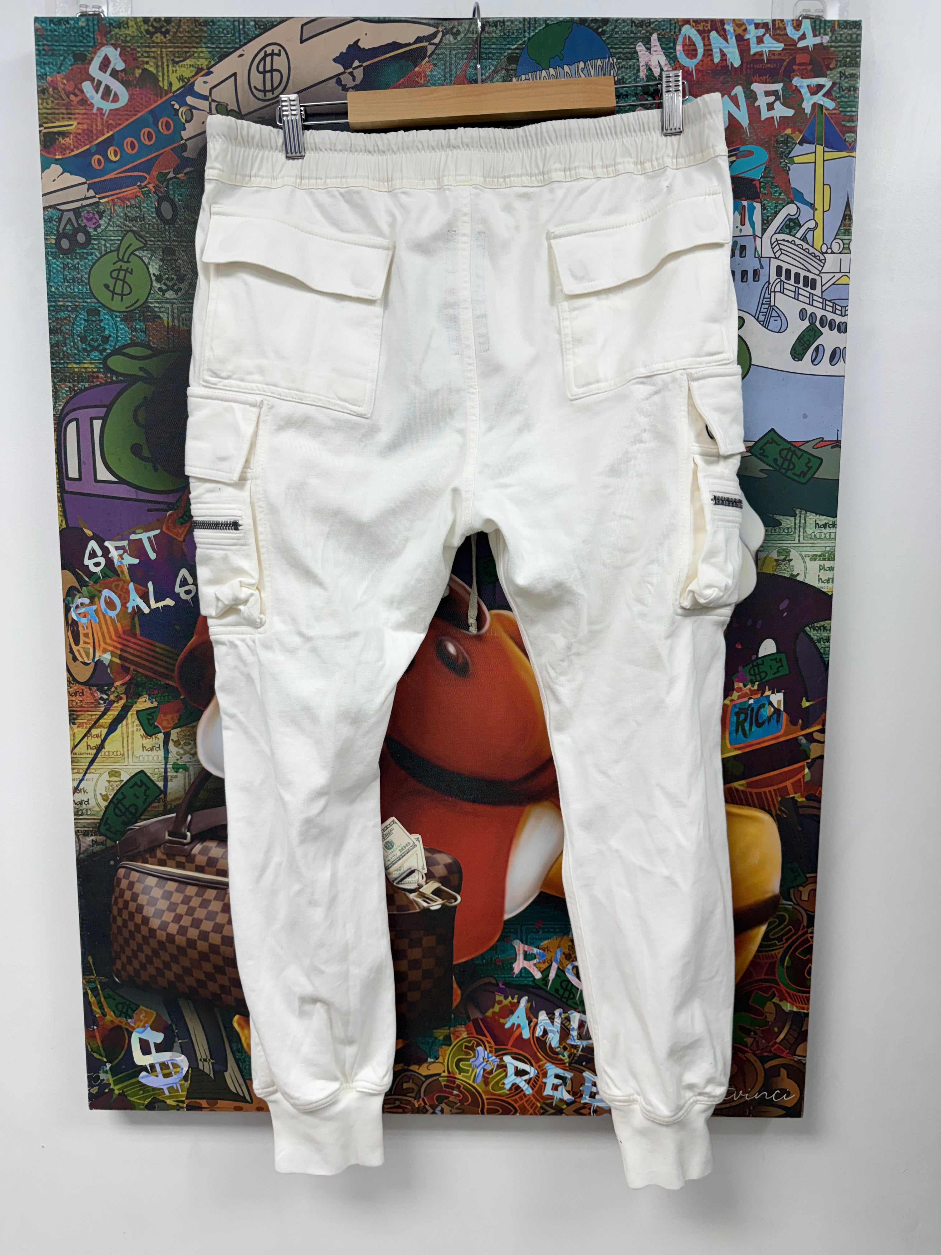Rick Owens White Mastodon Cargo Sweats