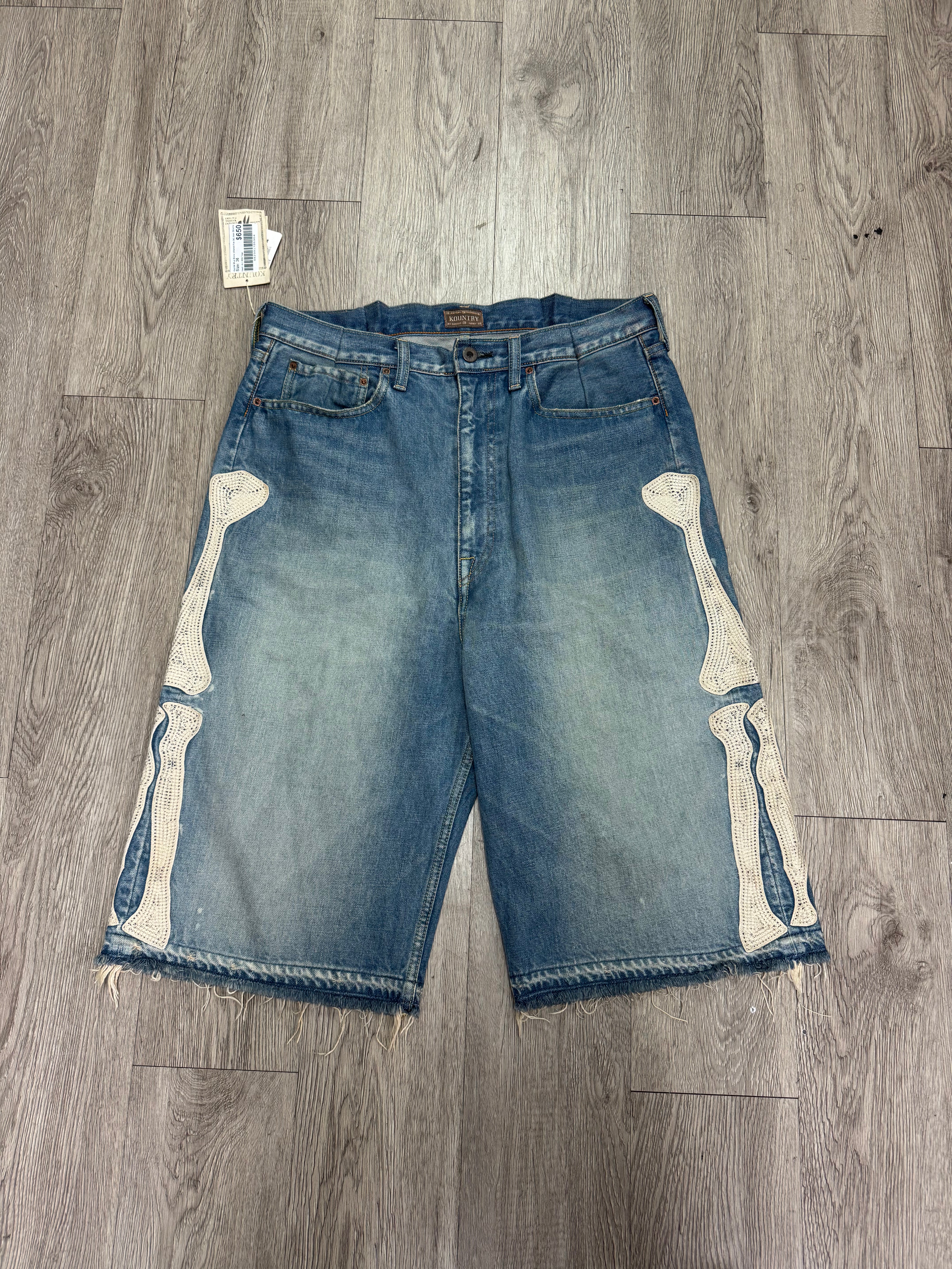 Kapital Blue Bone (Altered Fits 34) Jean Shorts