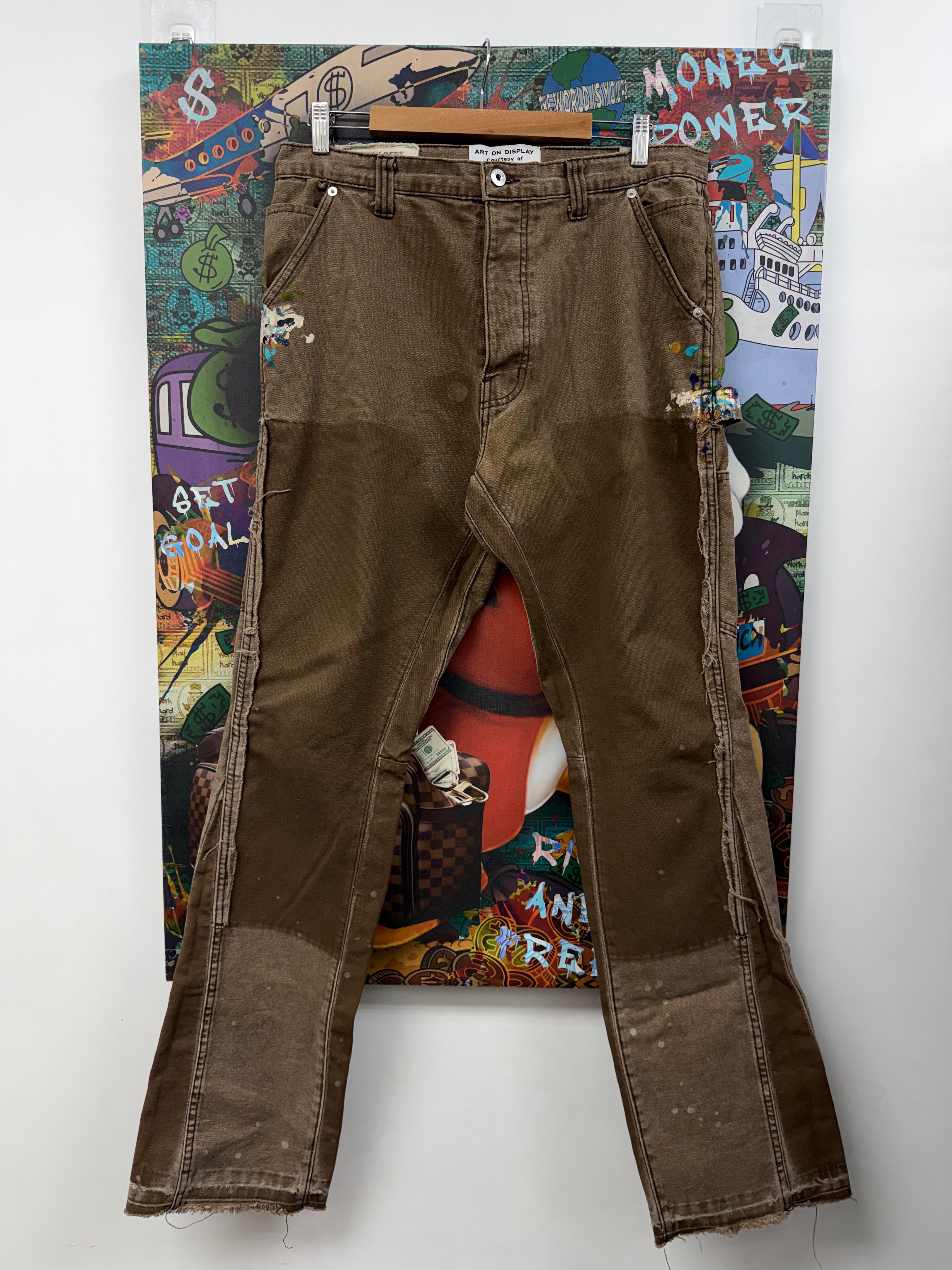 Gallery Dept Brown Carpenter Paint Splatter Jeans