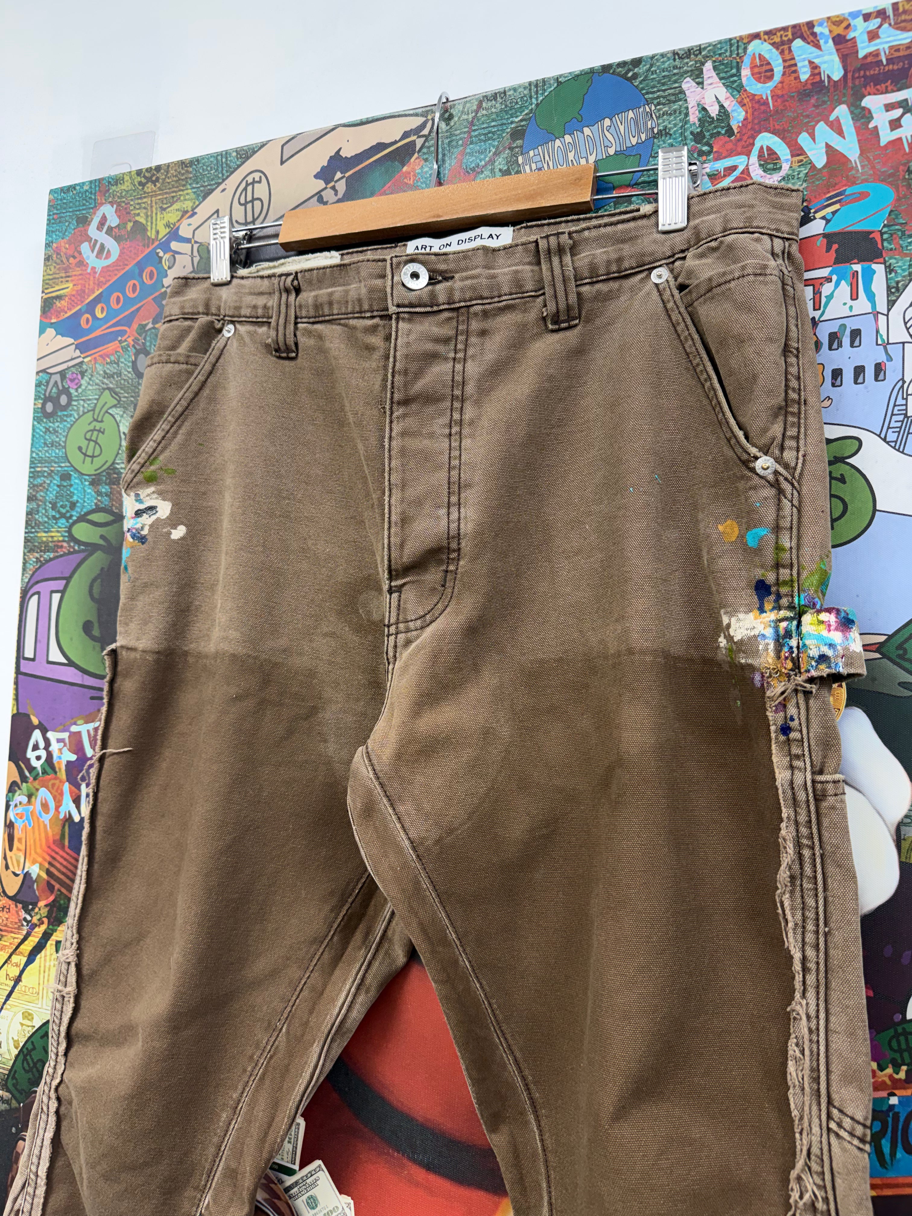 Gallery Dept Brown Carpenter Paint Splatter Jeans