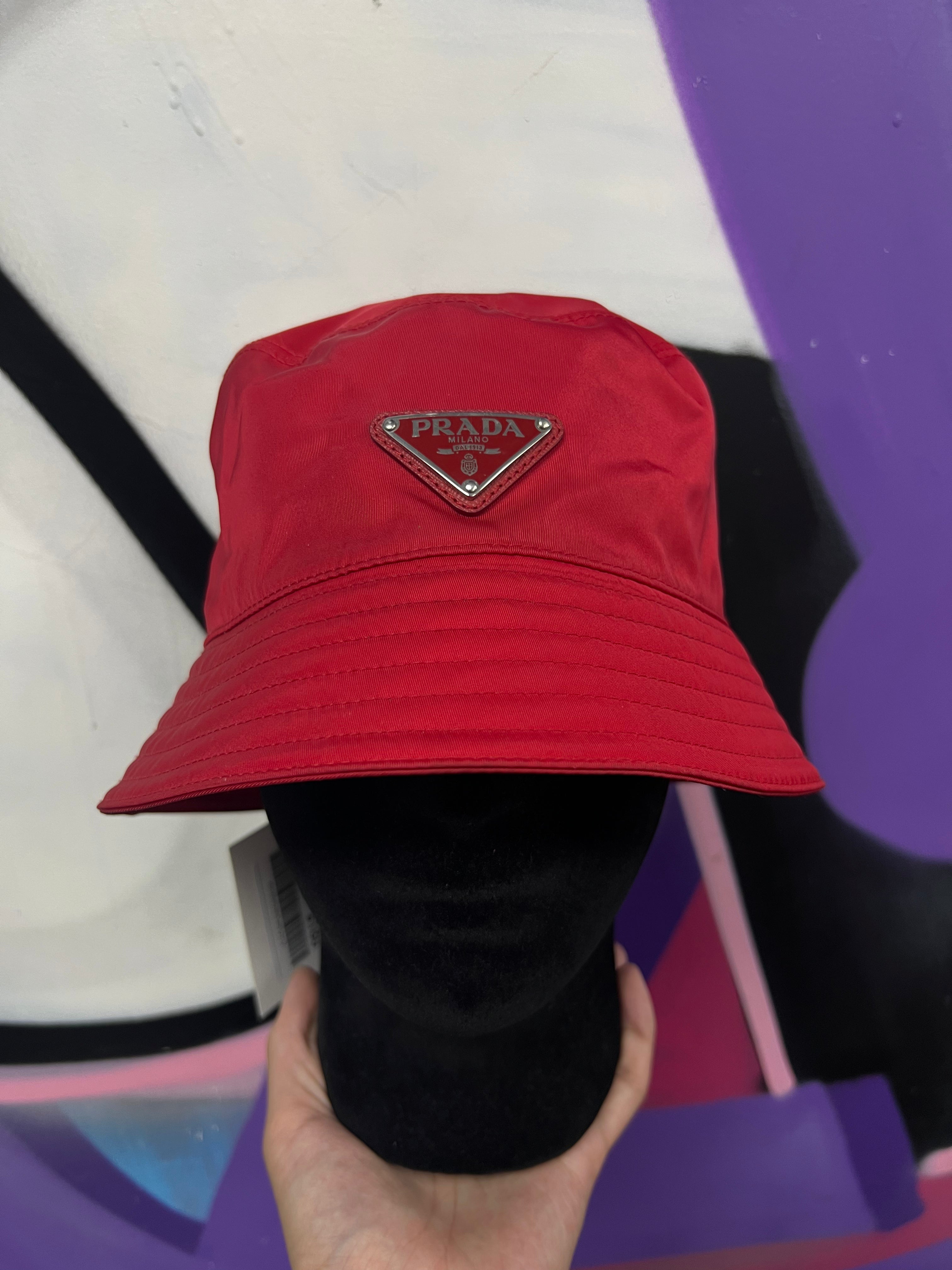 Prada Red Nylon Bucket Hat
