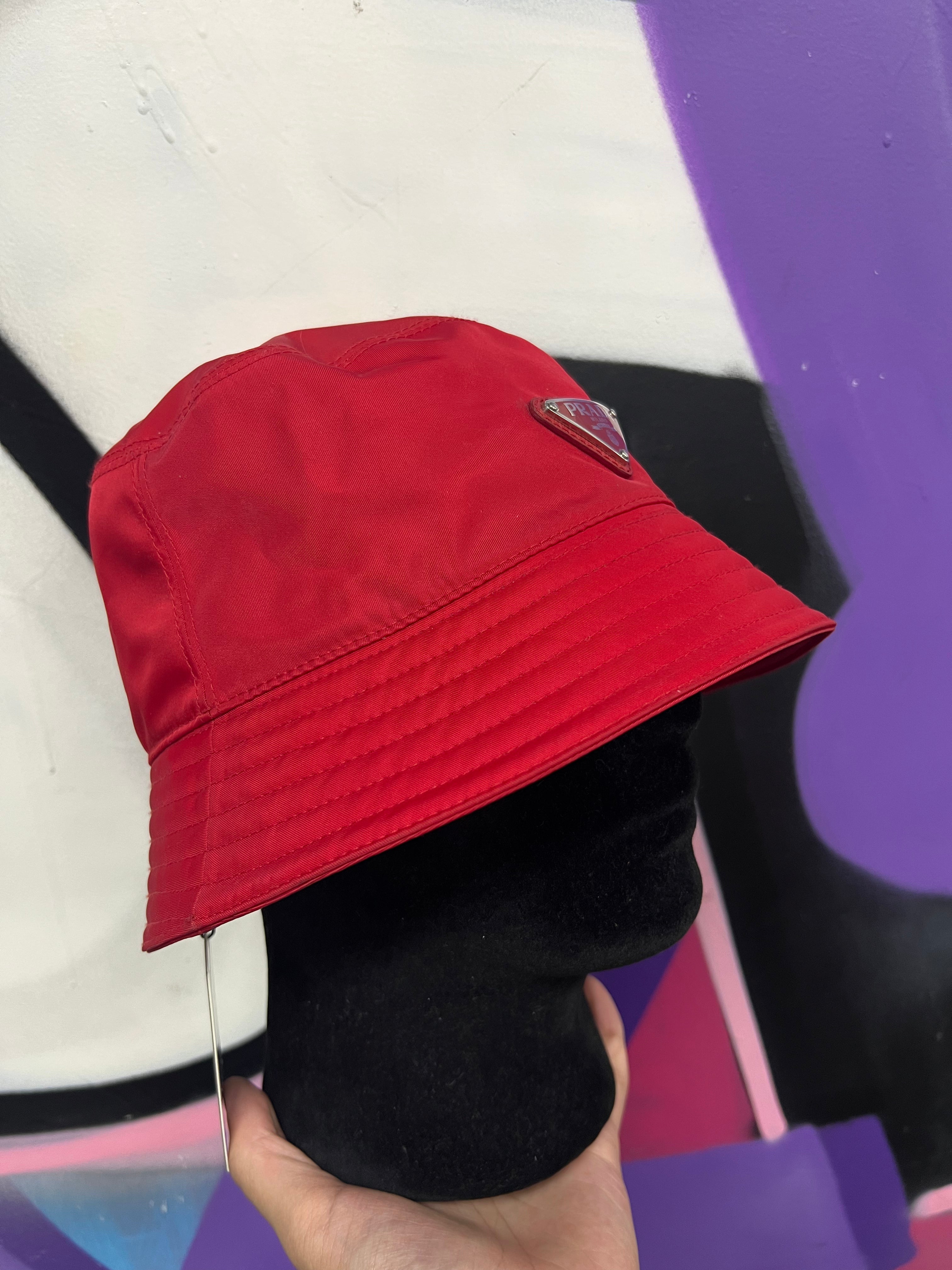 Prada Red Nylon Bucket Hat