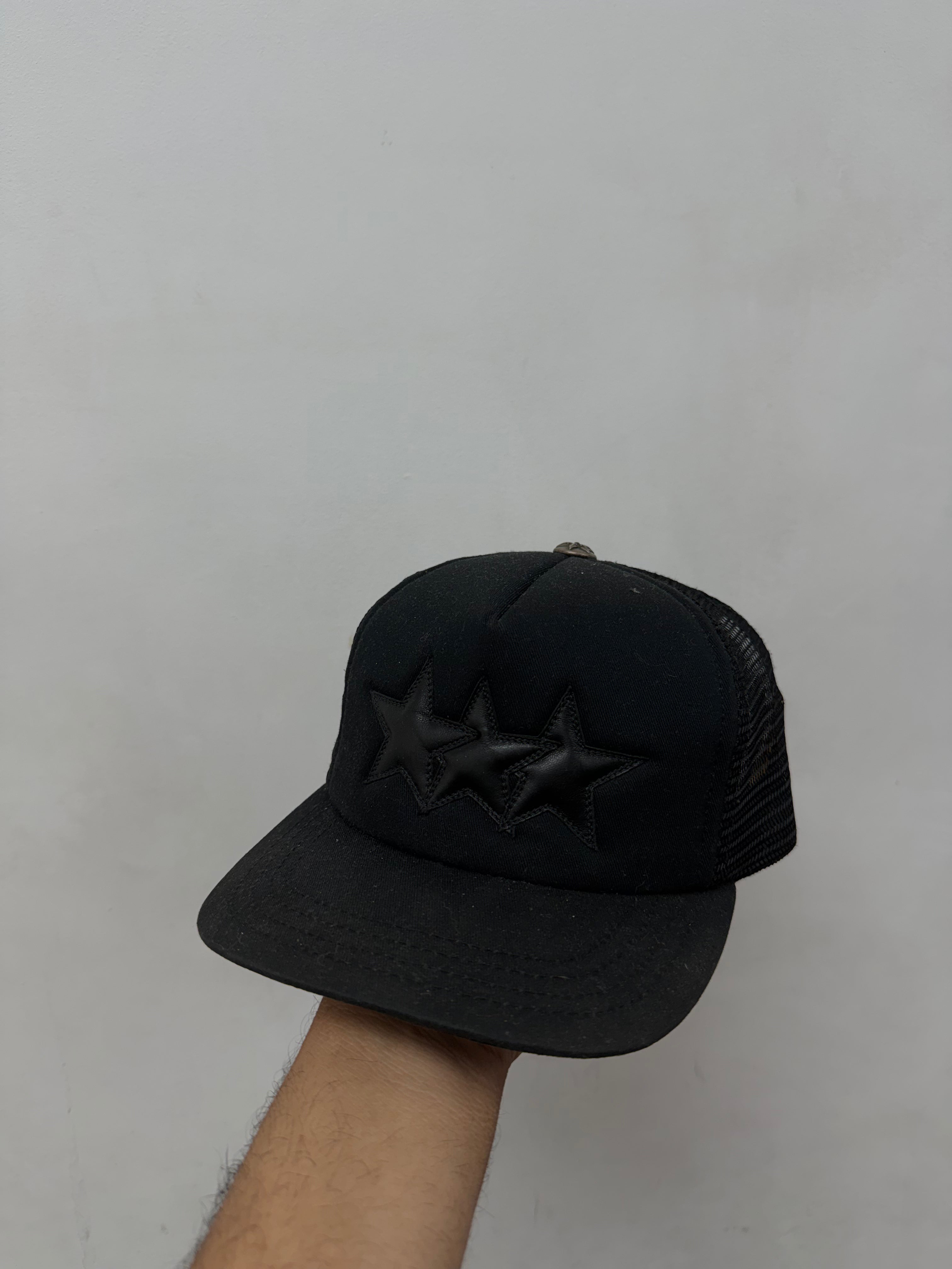 Chrome  Hearts Black 3 Star Trucker Hat