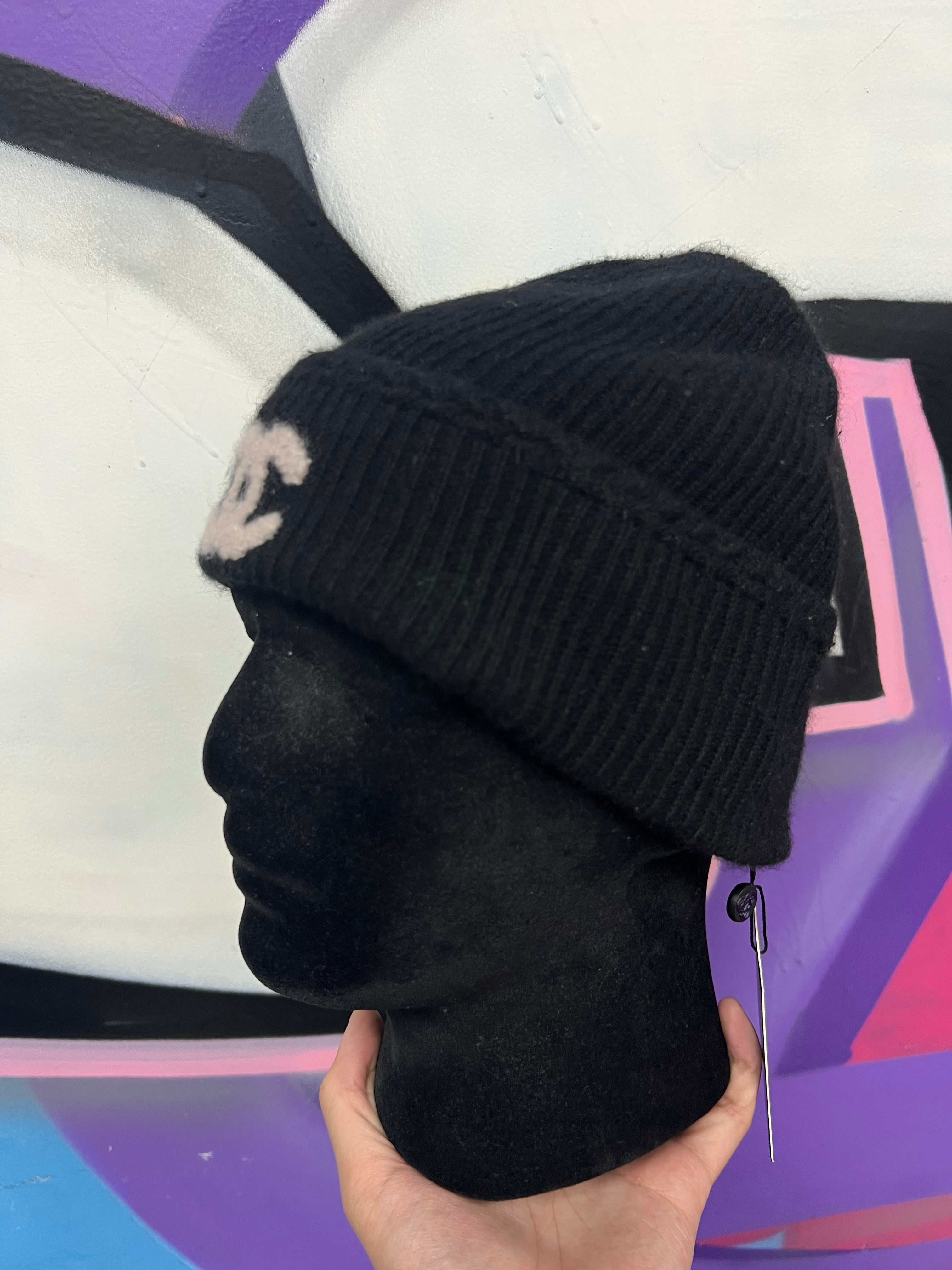 Chanel Black Cream CC Beanie