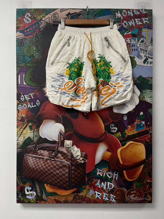 Rhude Floral Shorts Cream Multi Used