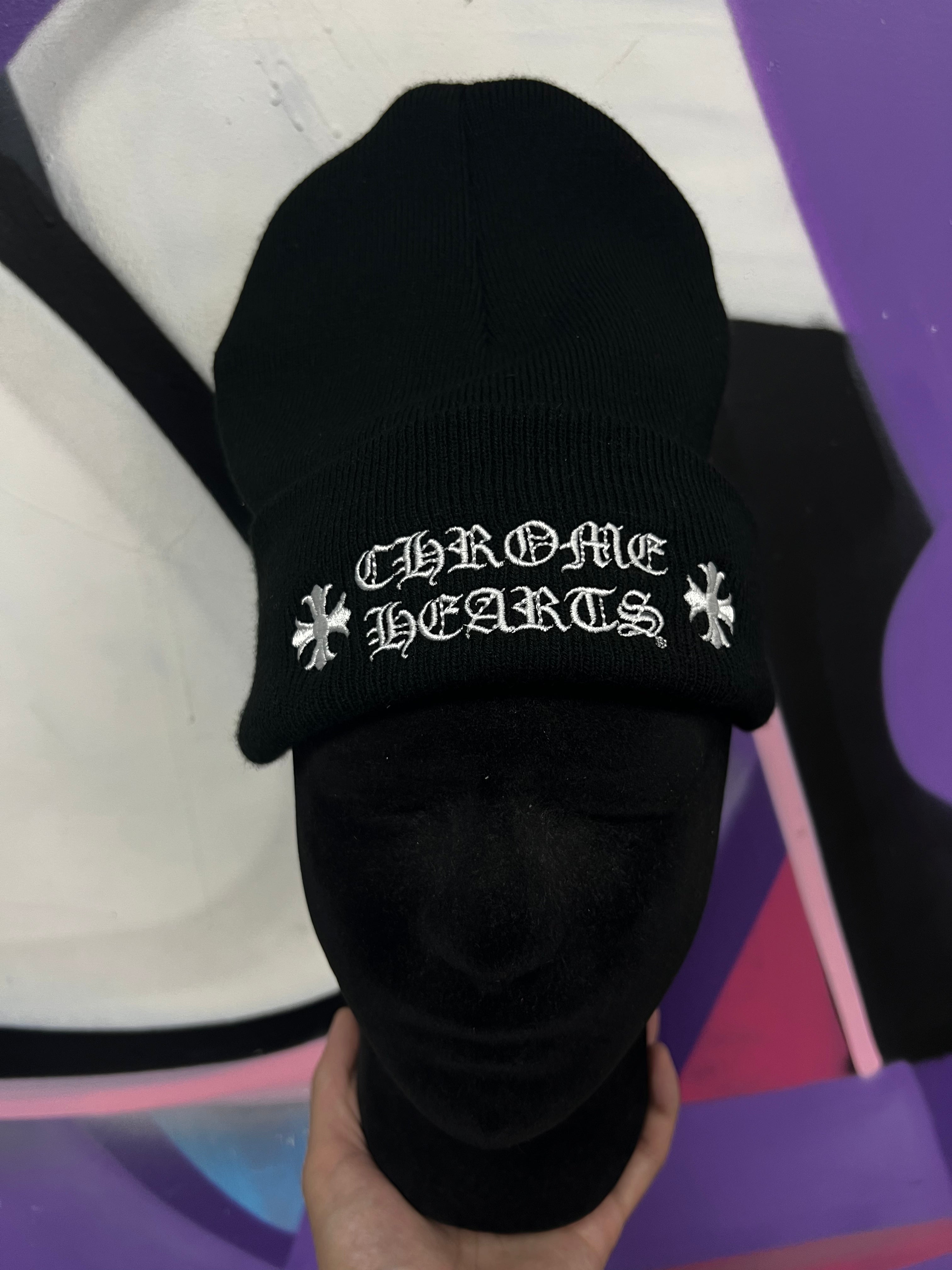 Chrome  Hearts Back White Plus Logo Beanie
