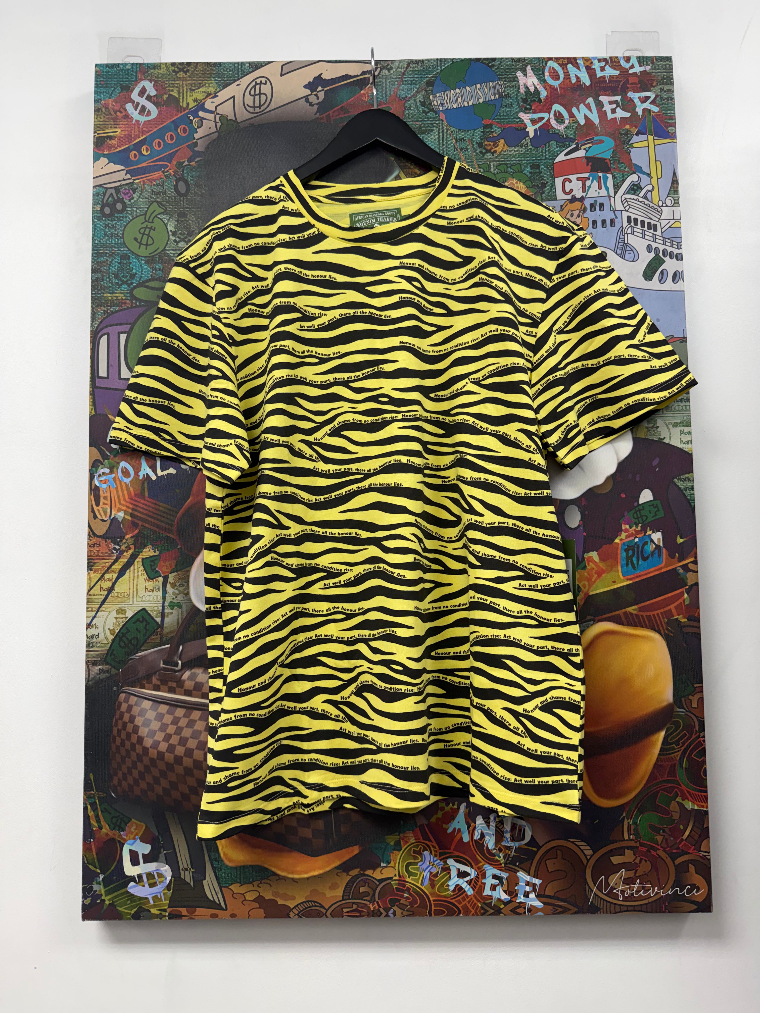 Denim Tears Yellow Black Zebra Print Tee