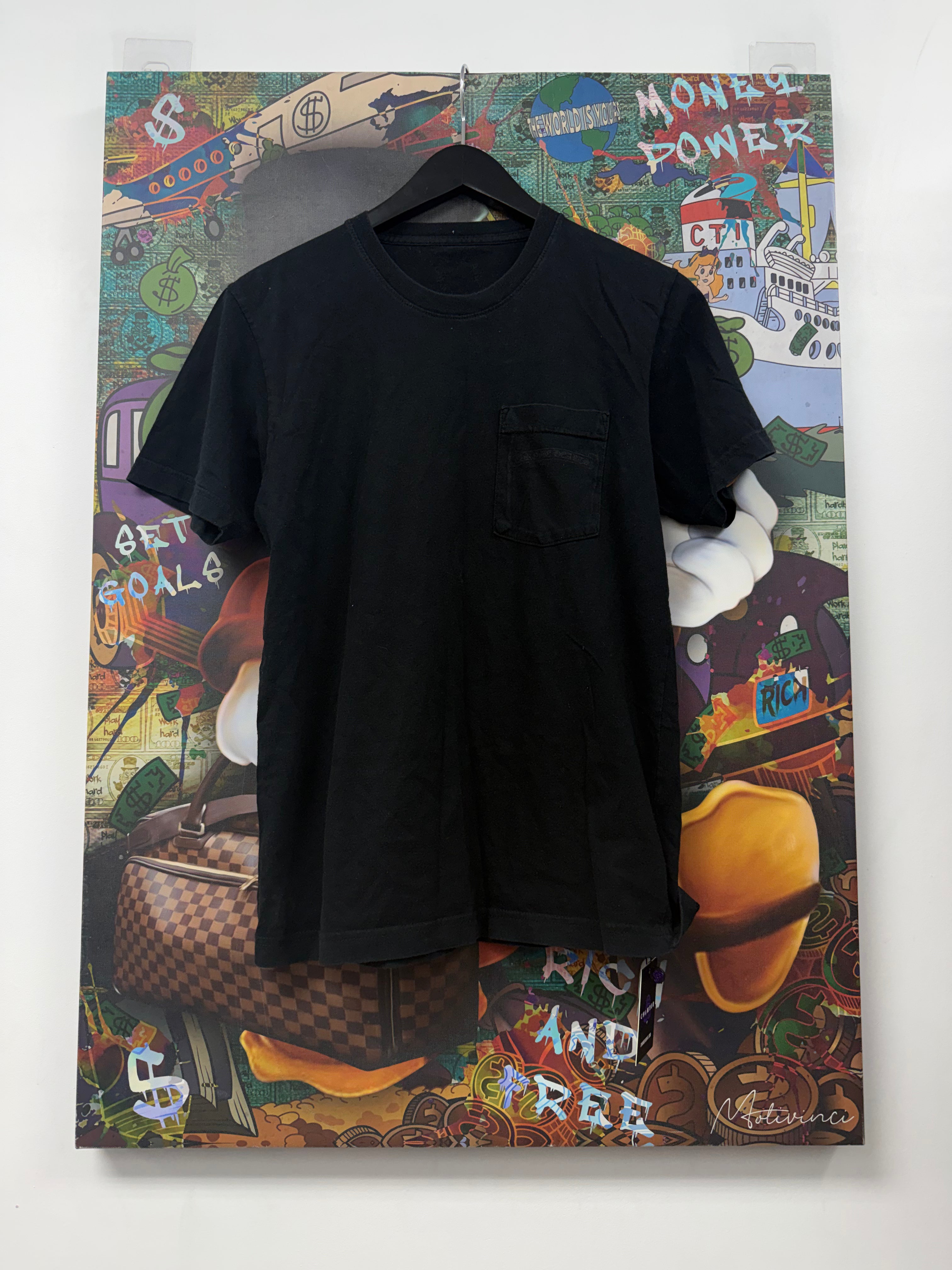 Chrome  Hearts Black Red Yellow Striped Dagger Tee