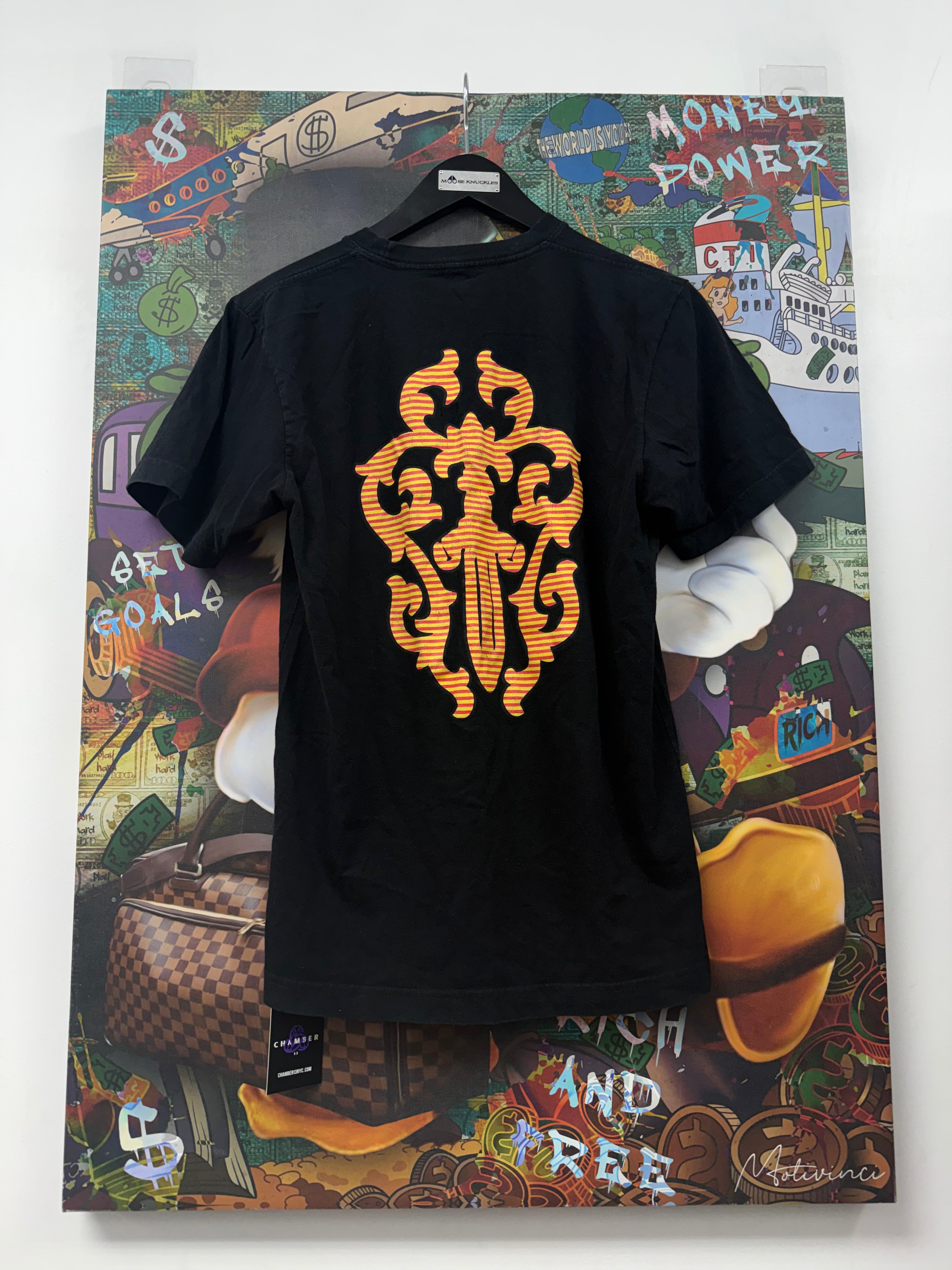 Chrome  Hearts Black Red Yellow Striped Dagger Tee