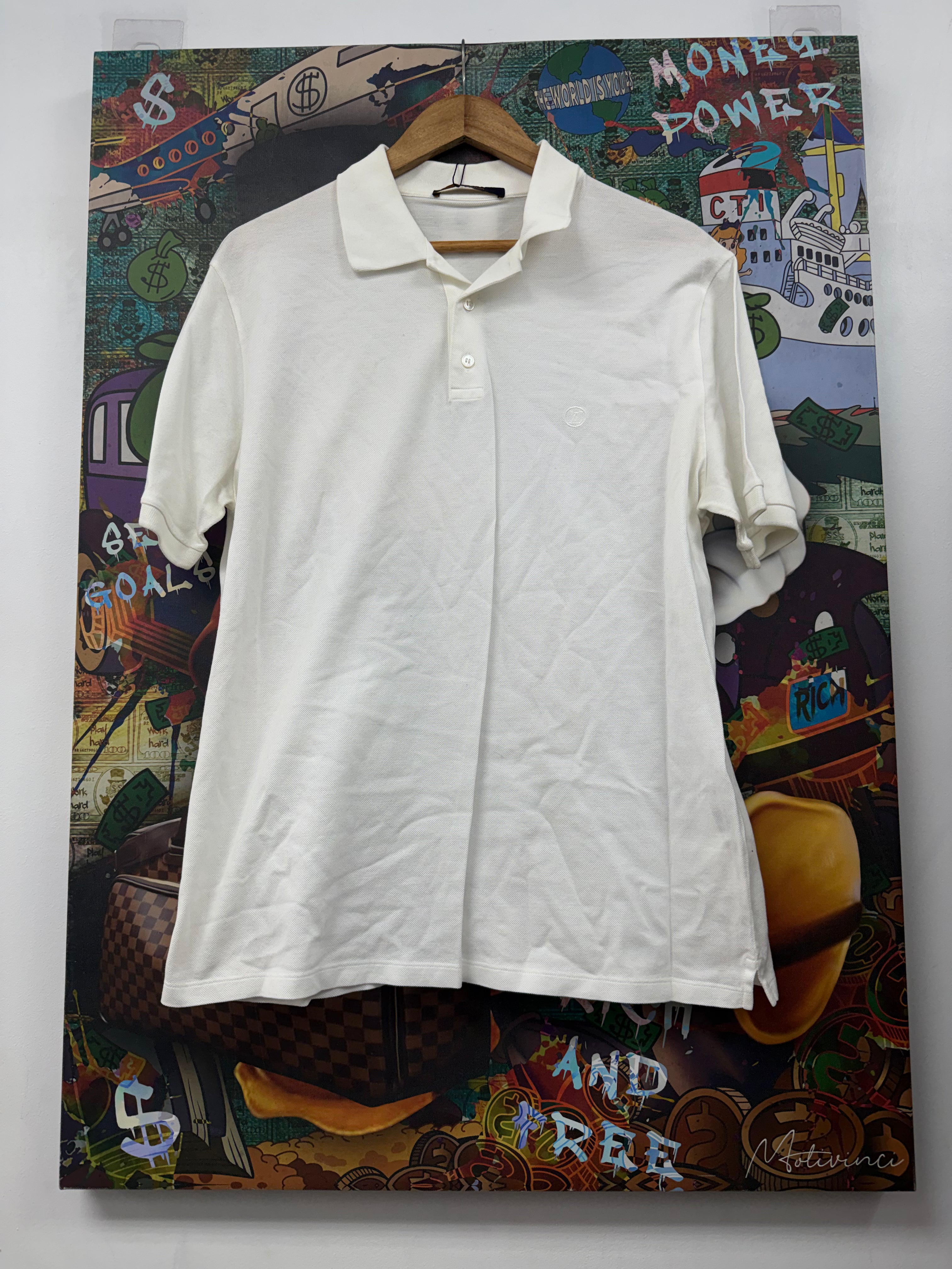 Louis Vuitton White Circle Pin Logo Polo Shirt