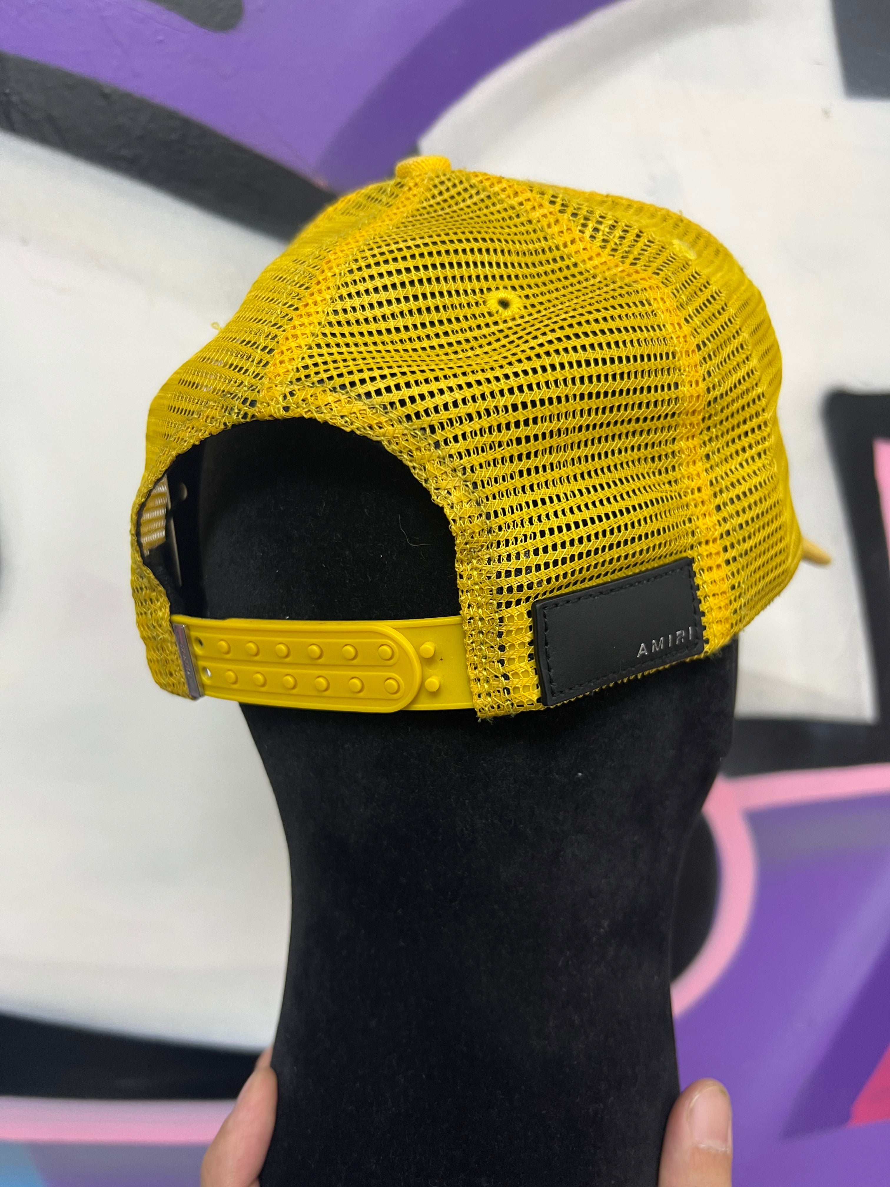 Amiri Yellow White 3 Star Trucker Hat