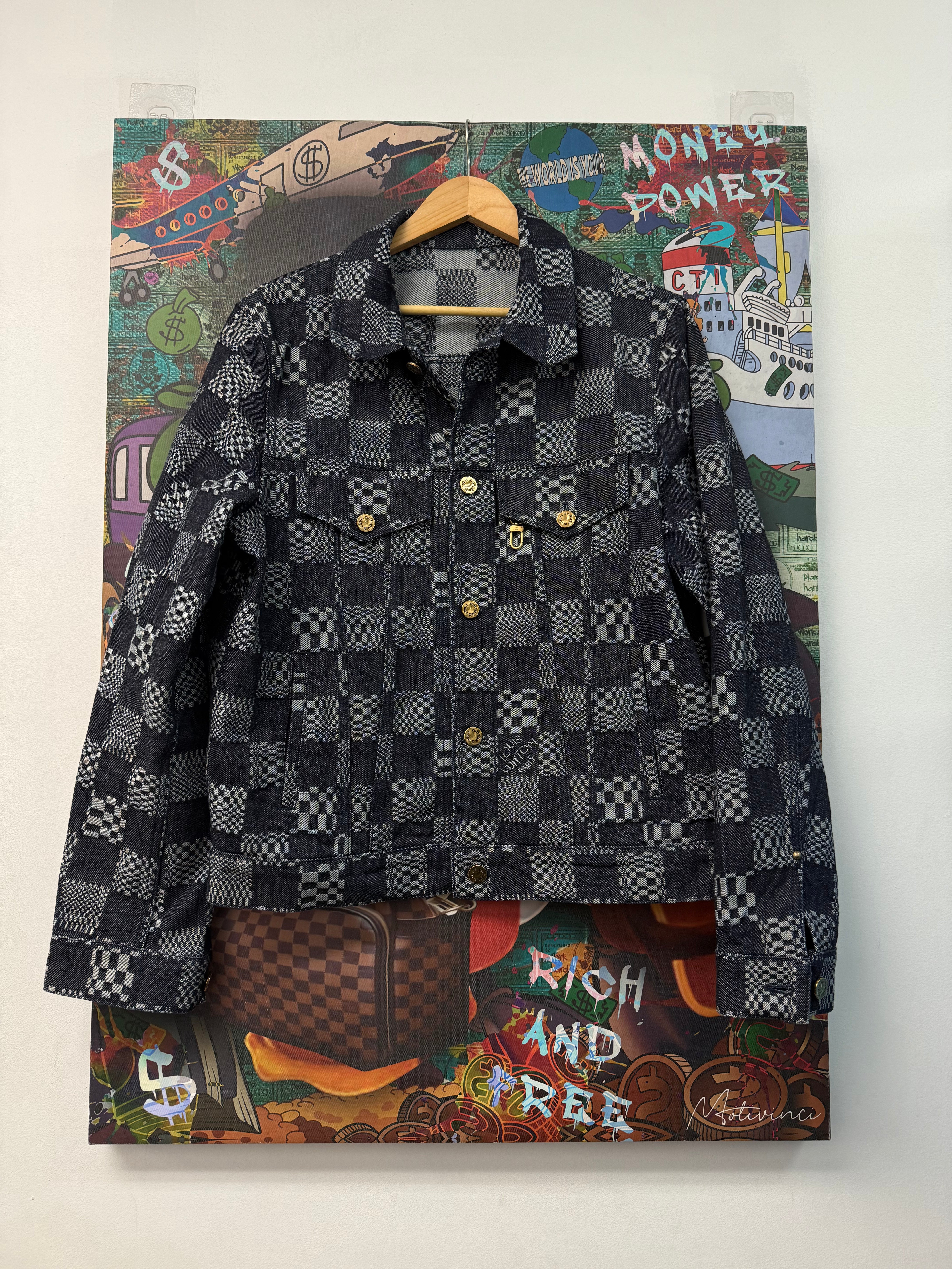 Louis Vuitton Navy Damier Pharell (48) Denim Jacket