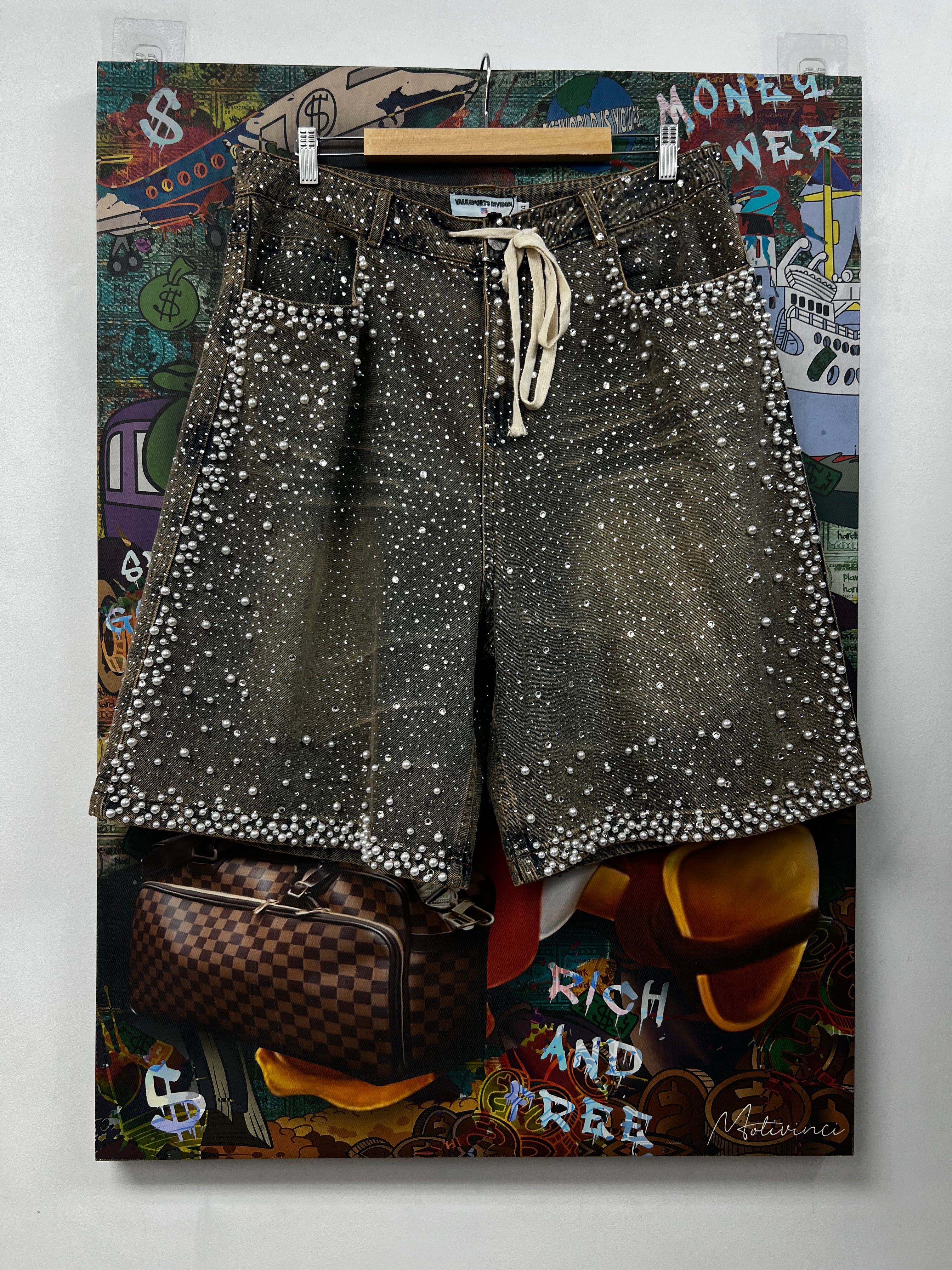 Vale Mid Wash Rhinestone Shorts
