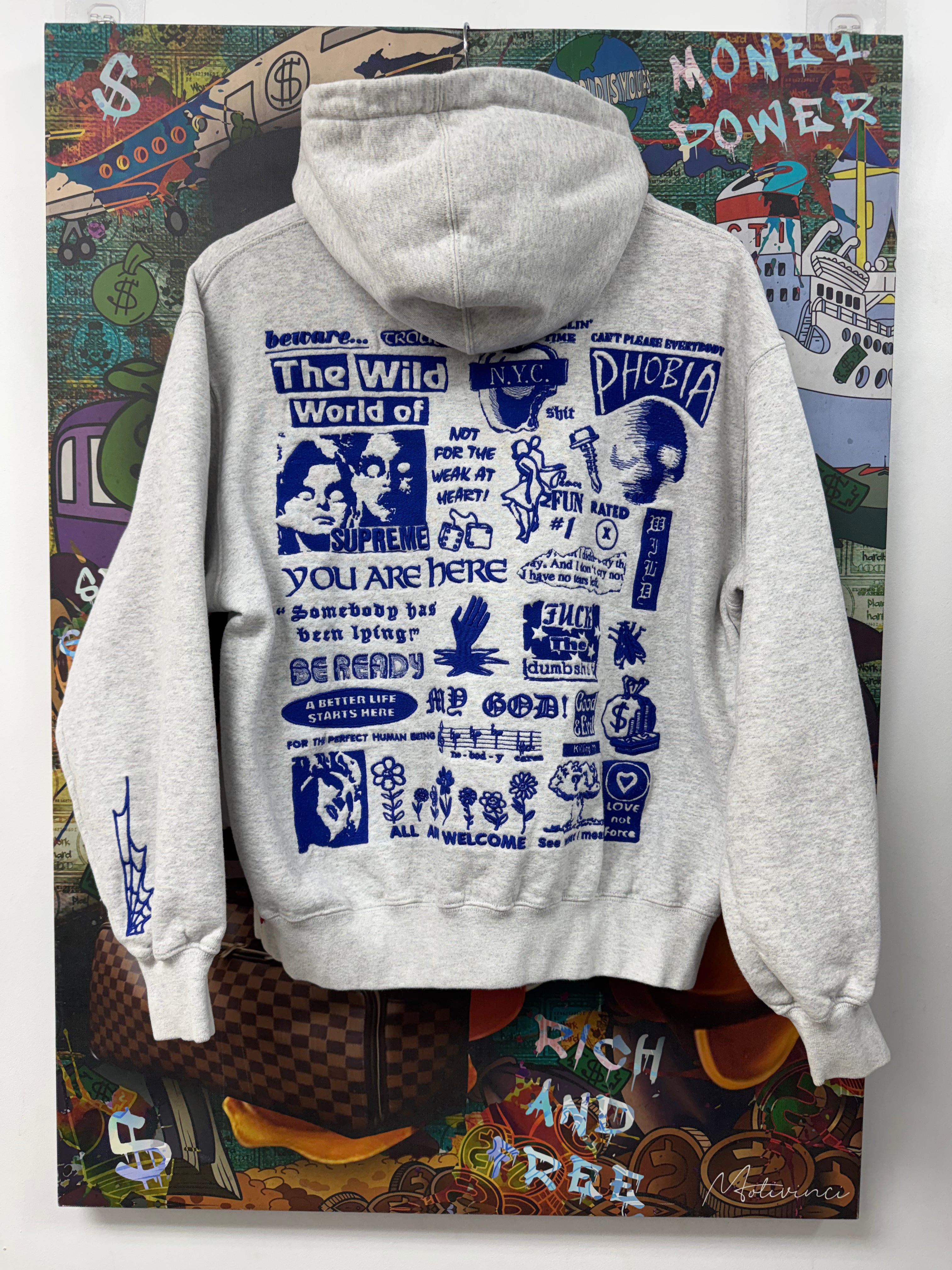 Supreme Grey Embroidered Rose Hoodie