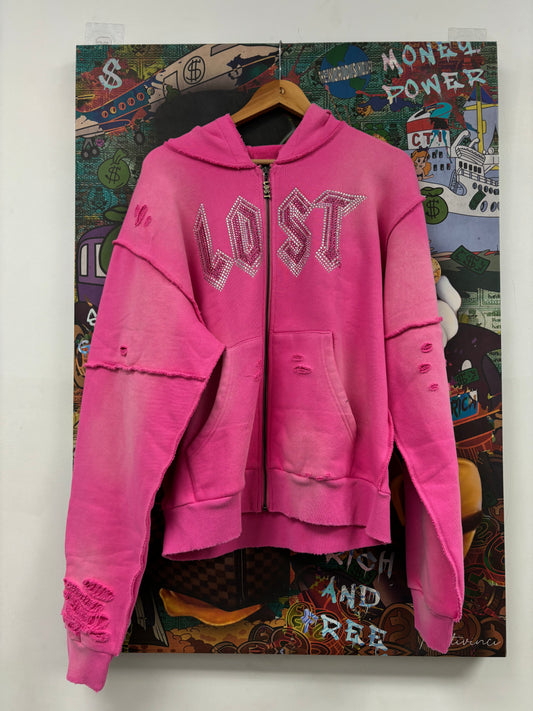 Lost Intricacy Hoodie Pink Rhinestone