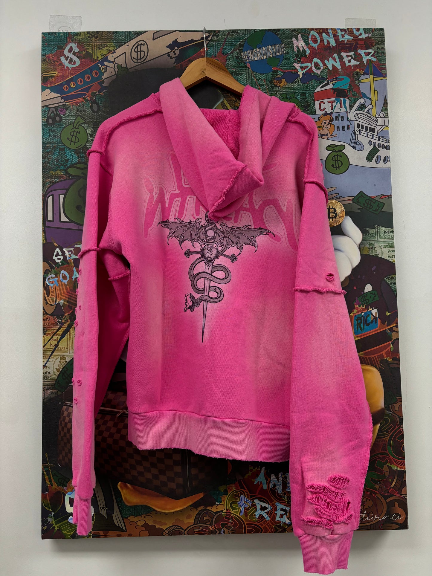 Lost Intricacy Hoodie Pink Rhinestone