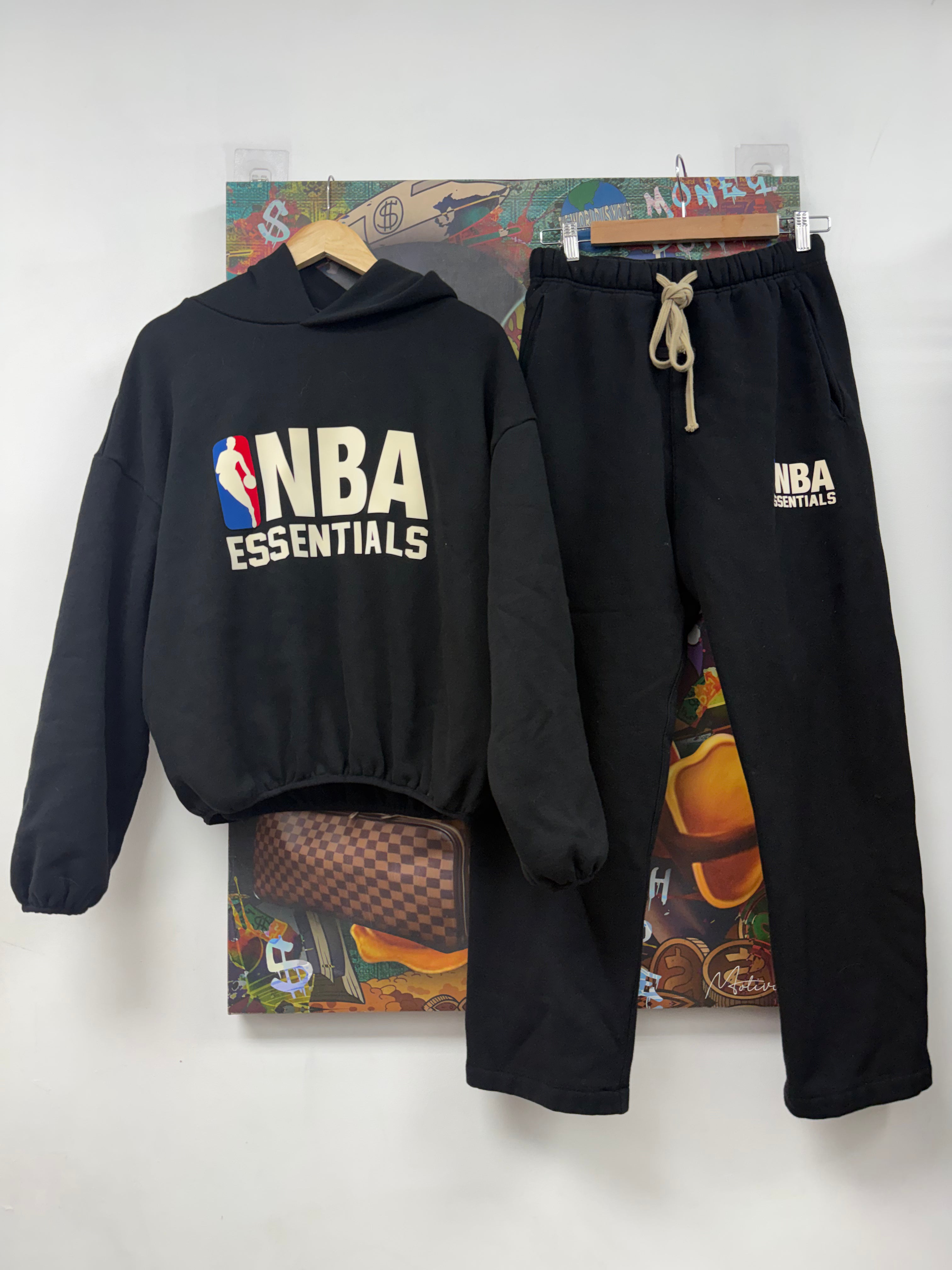 Essentials x NBA Black Cream Sweatsuit