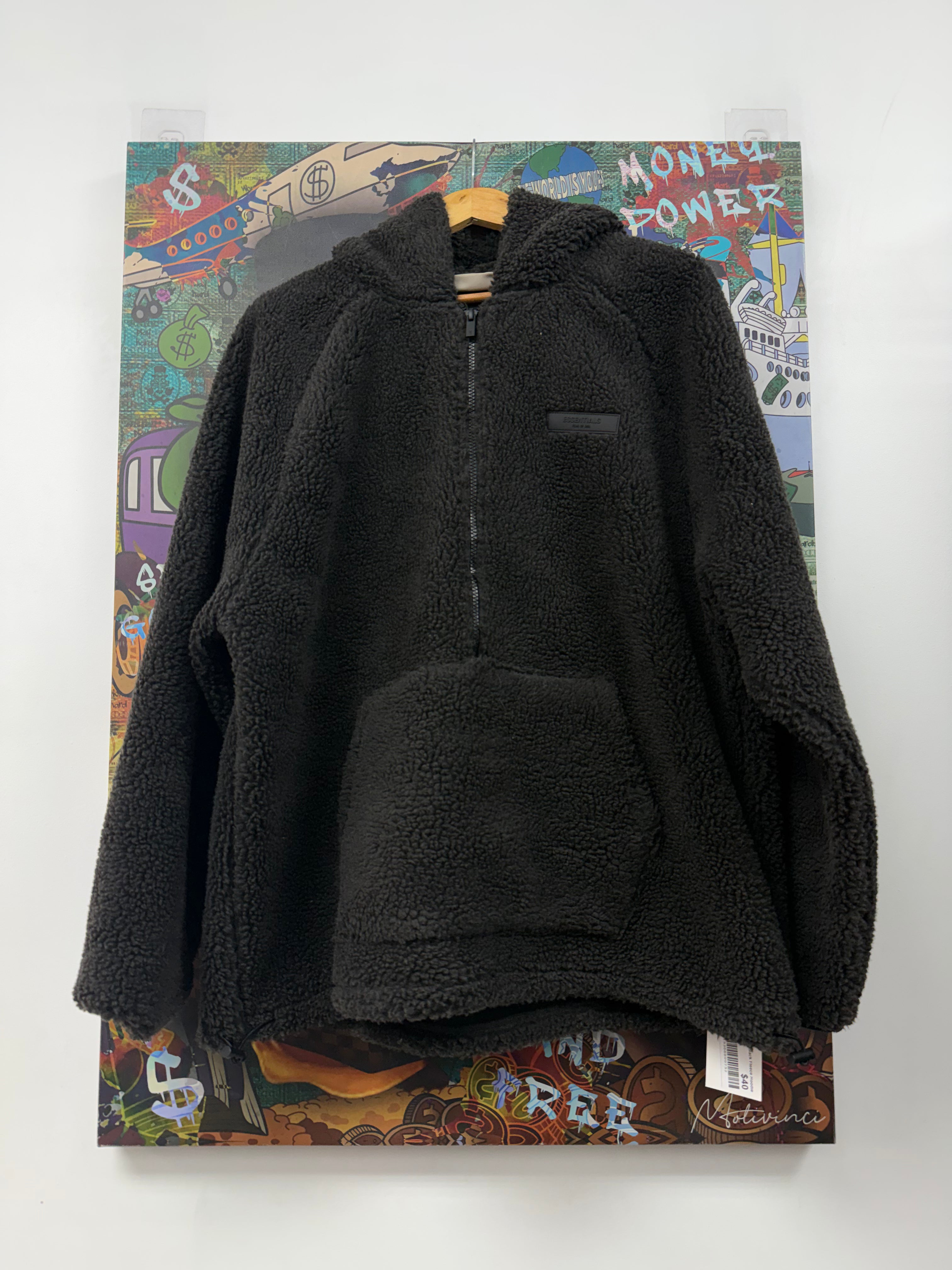 Essentials Black Fleece Hoodie