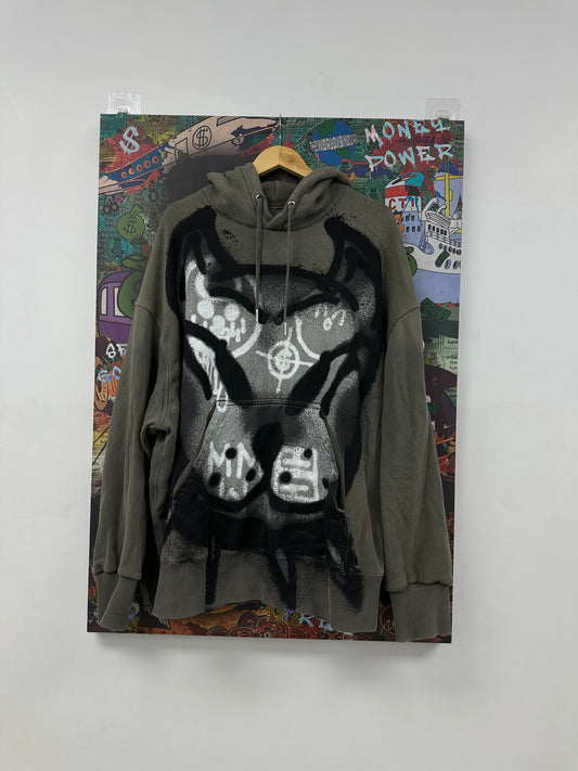 Givenchy Dog Graffiti Hoodie Grey Used Large N/A