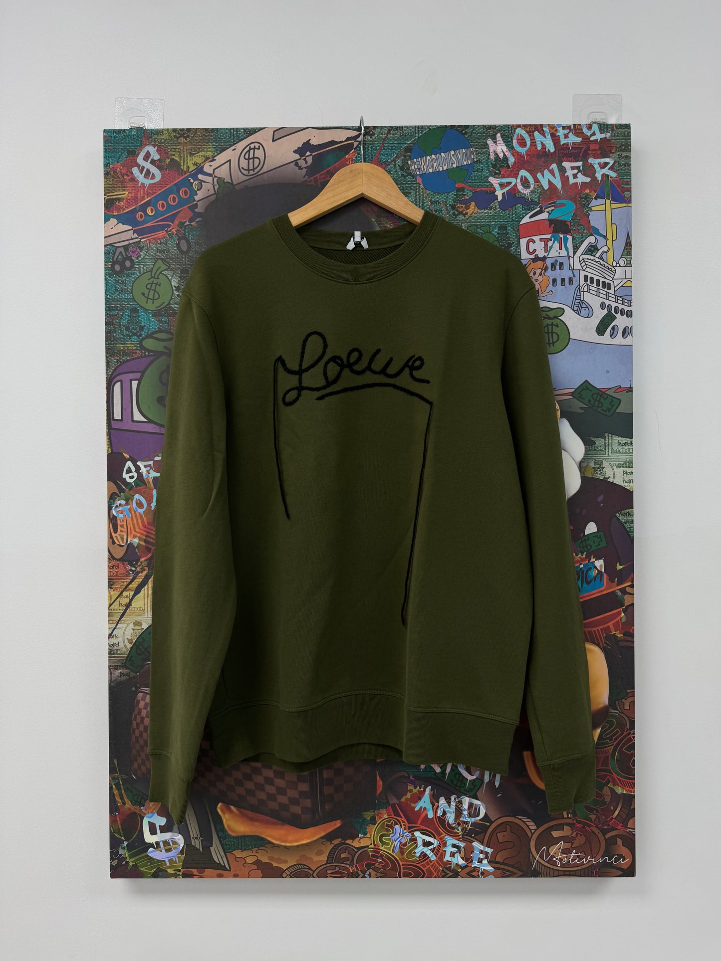 Loewe Crewneck Olive Black Used Medium N/A