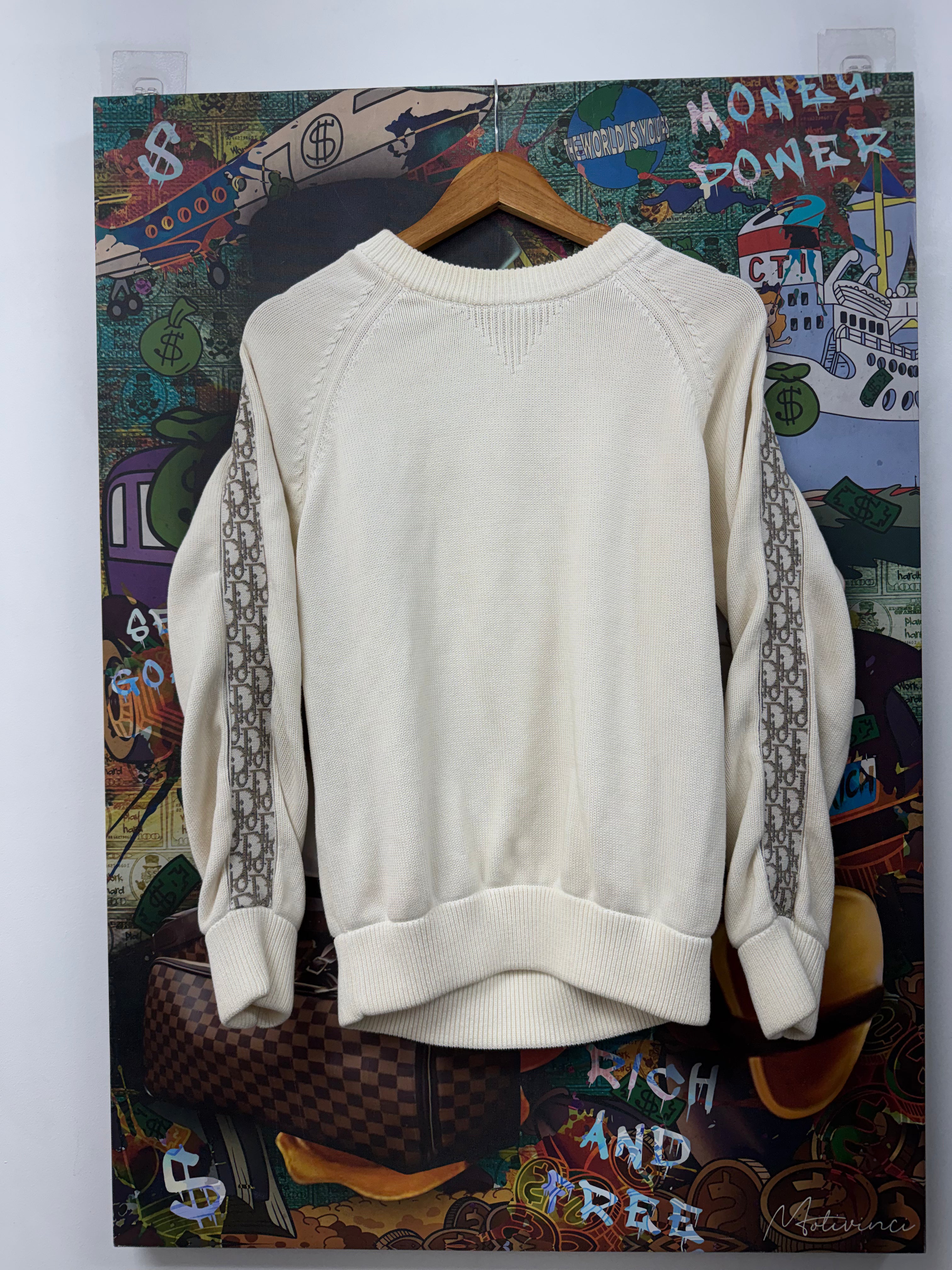 Dior Cream Sleeve Oblique Sweater