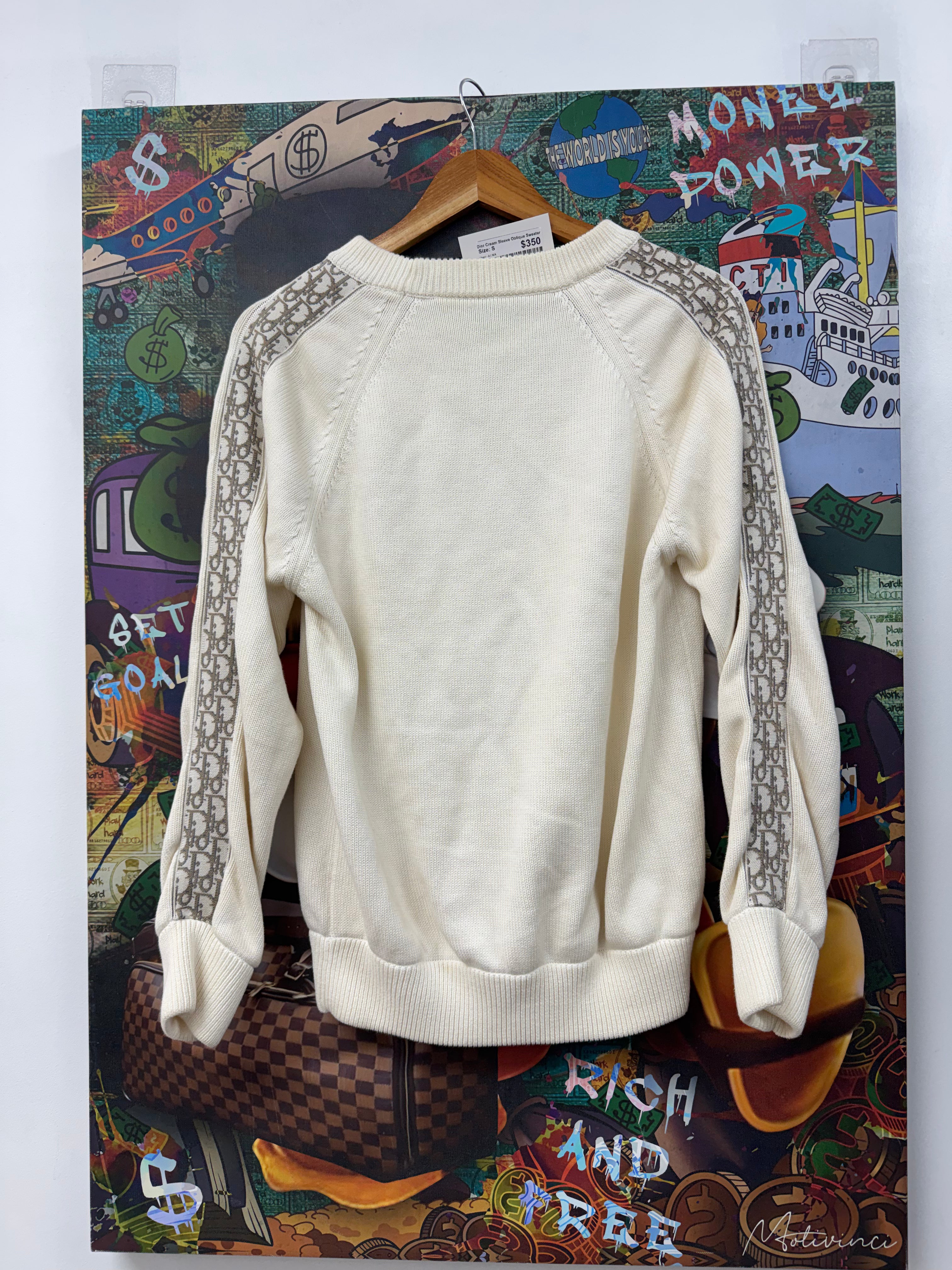 Dior Cream Sleeve Oblique Sweater