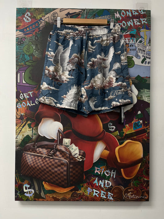 Amiri Silk Pegasus Shorts Black New With Tags